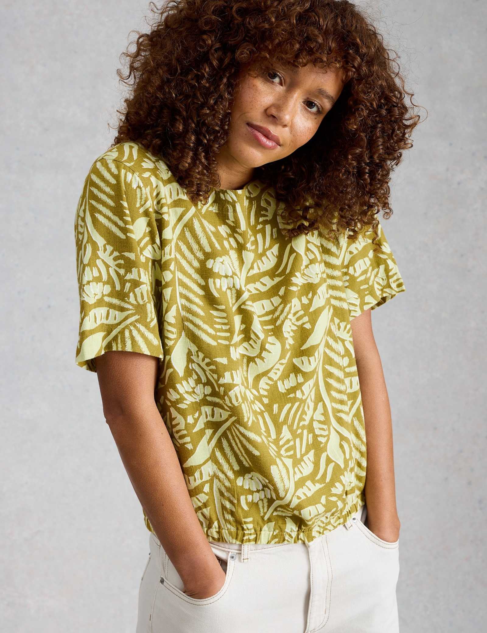 Linen Blend Printed Top - image 2