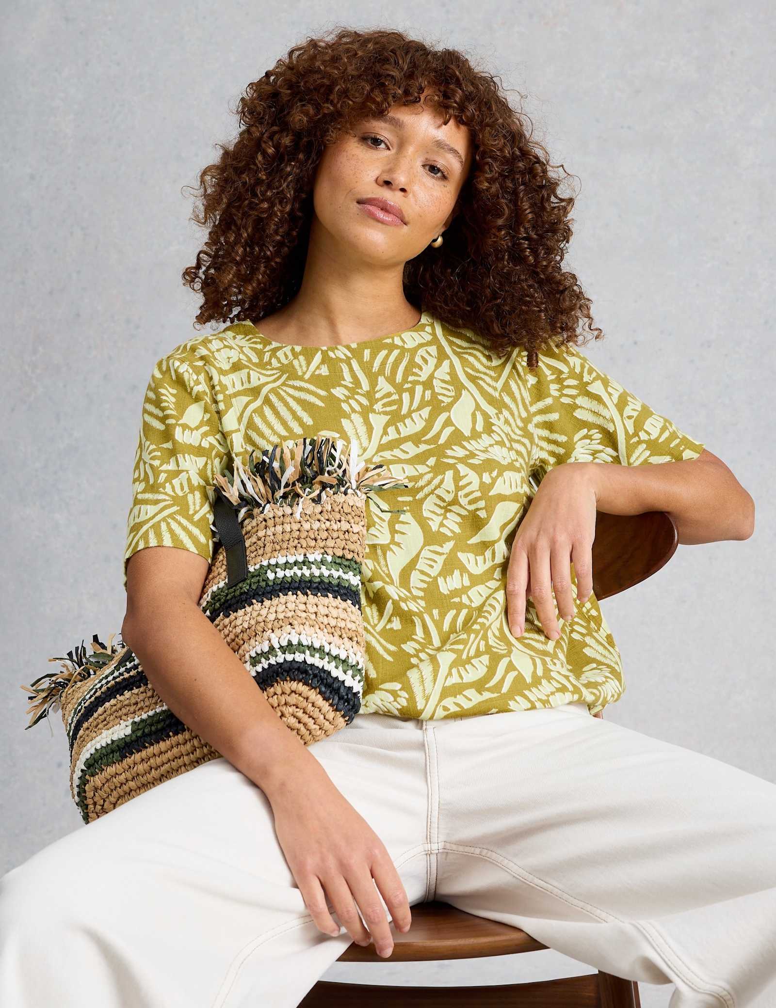 Linen Blend Printed Top - image 5