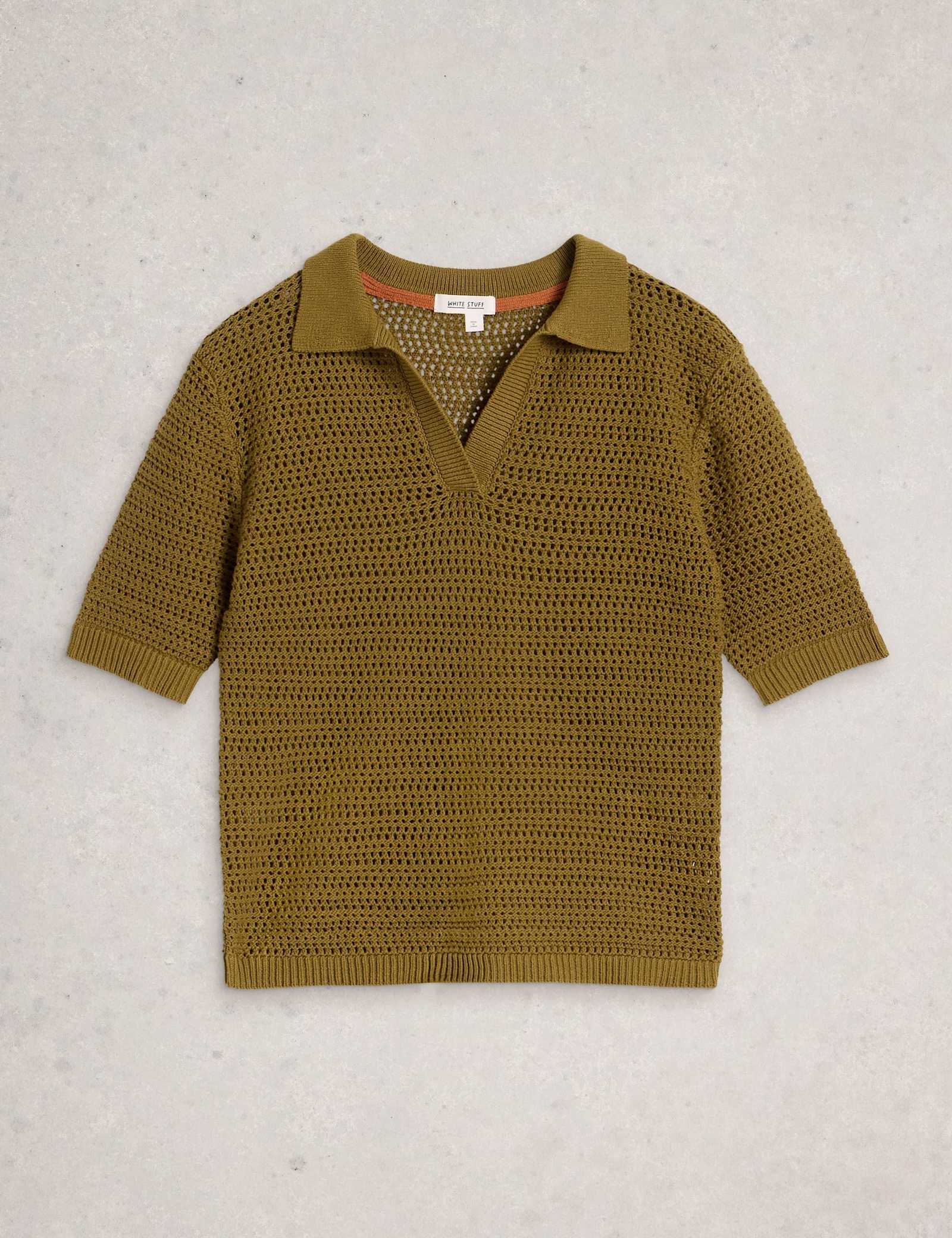 Pure Cotton Textured Collared Knitted Top - image 1