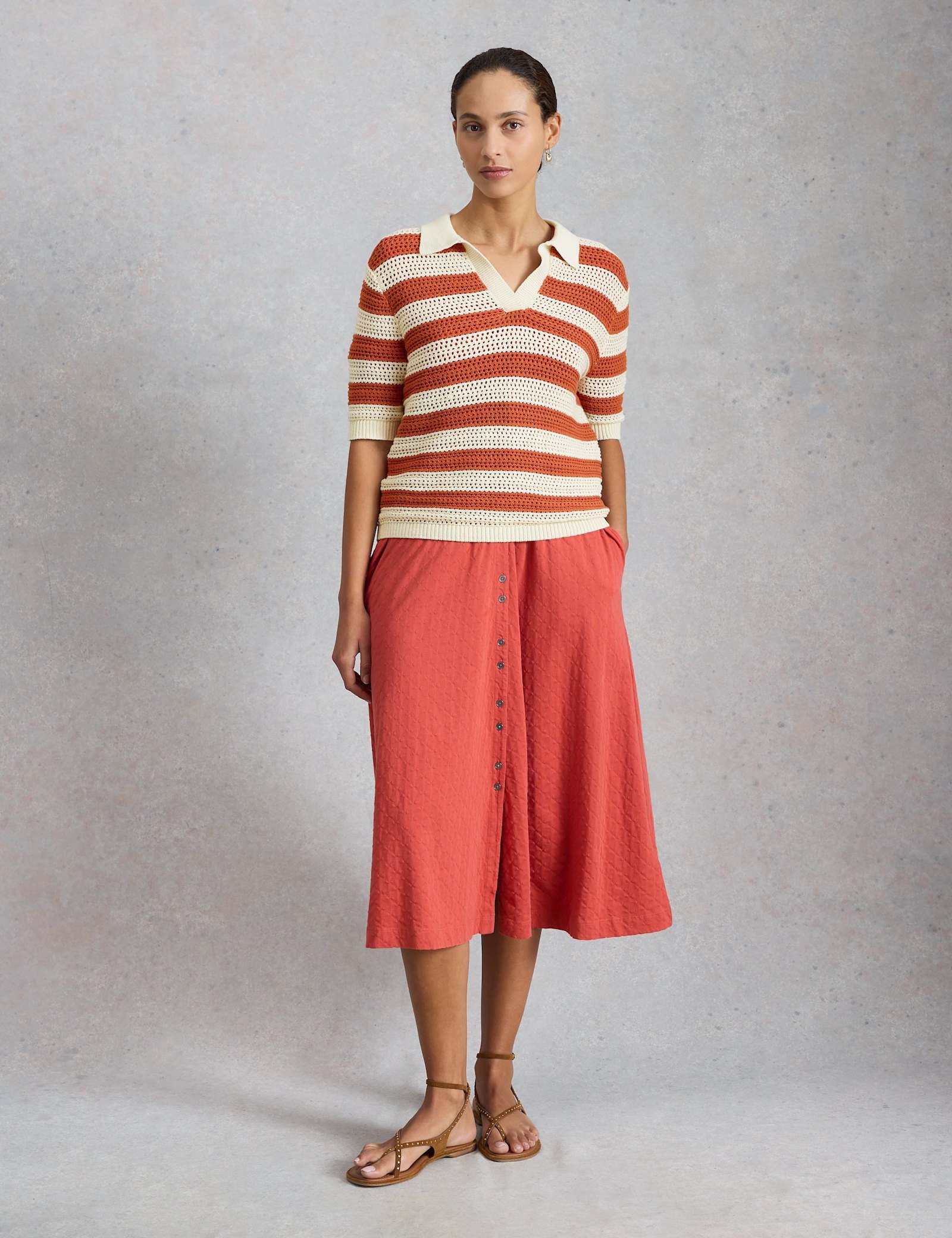 Pure Cotton Collared Knitted Top - image 5