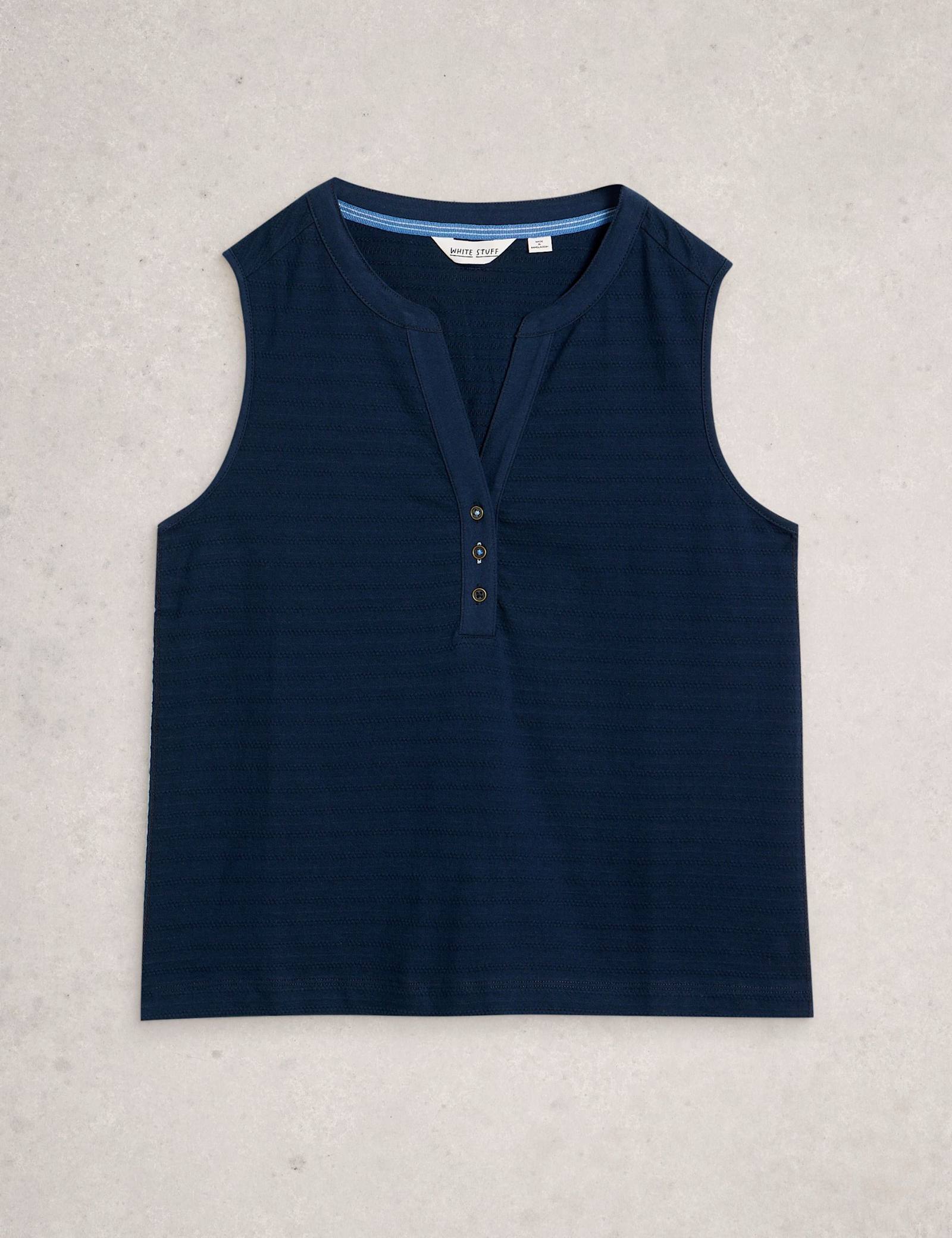 Pure Cotton Textured Notch Neck Vest - image 2