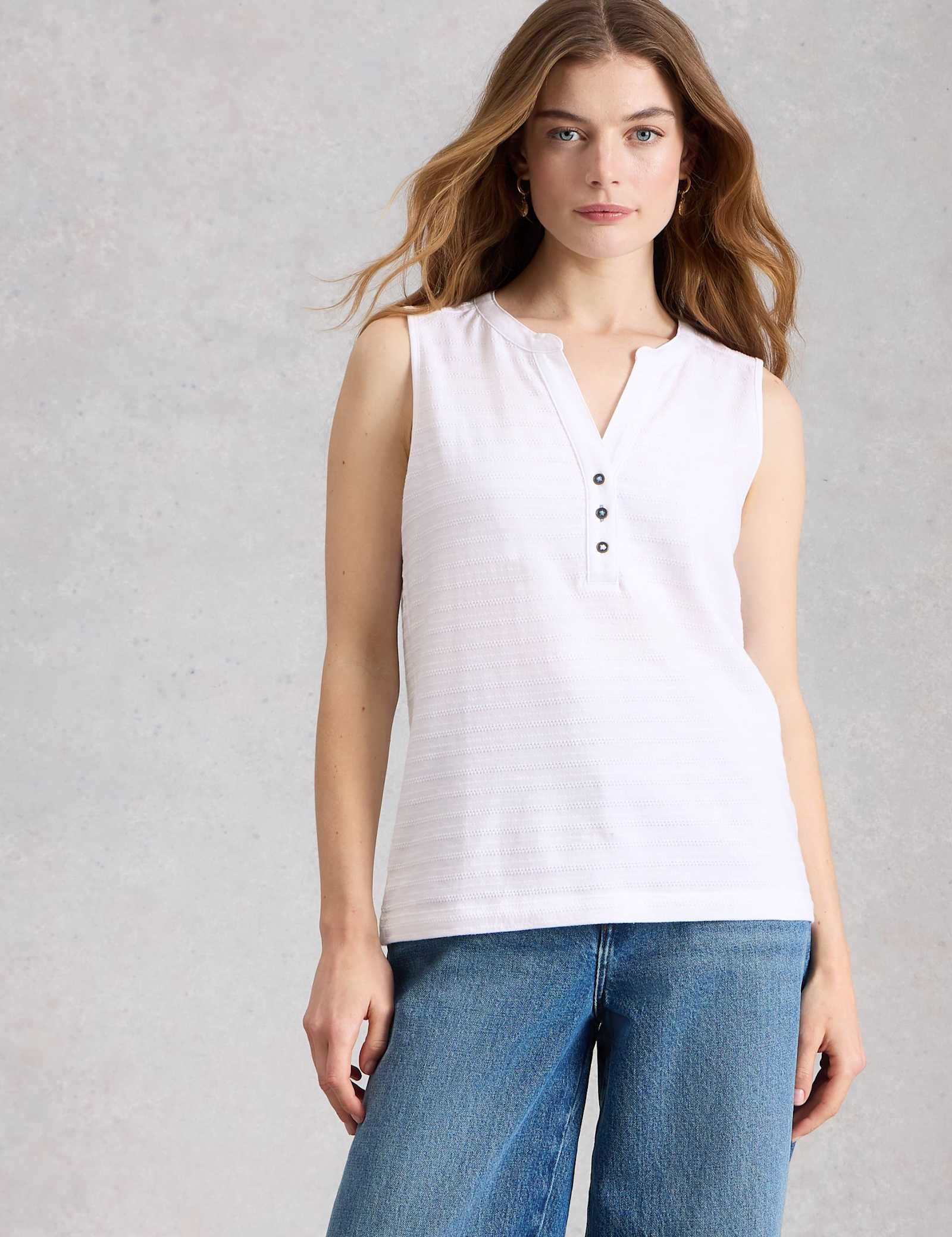 Pure Cotton Textured Notch Neck Vest - image 5