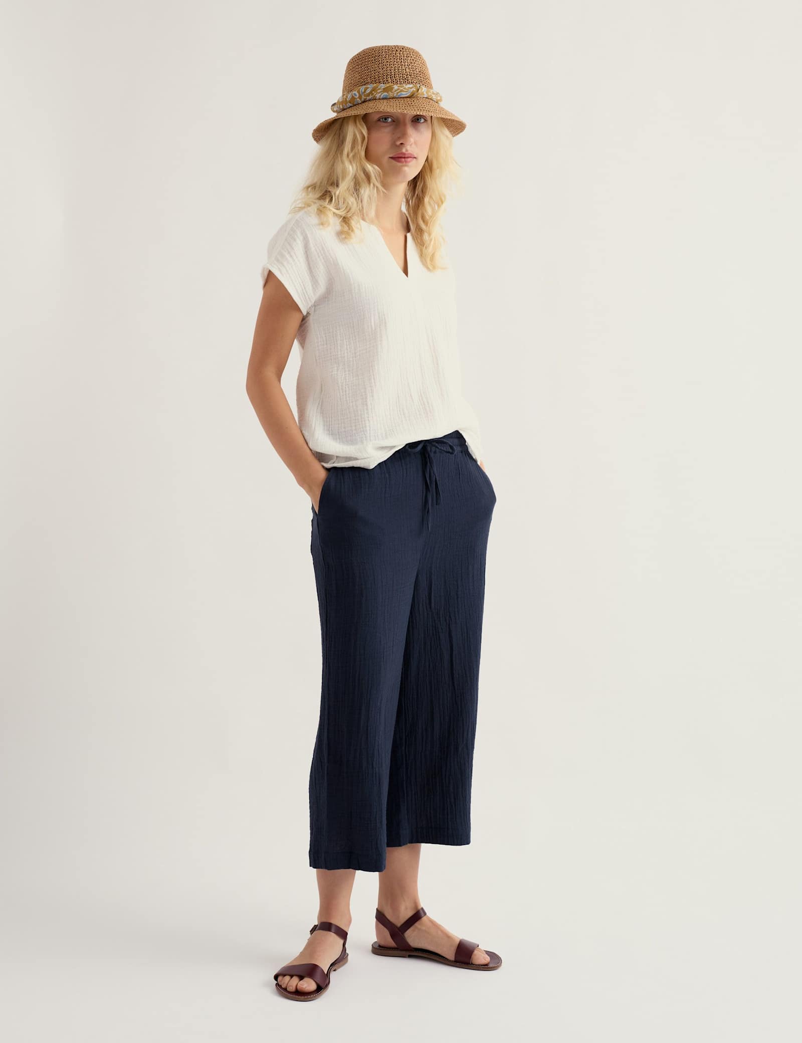 Pure Cotton Wide Leg Cropped Culottes - image 3