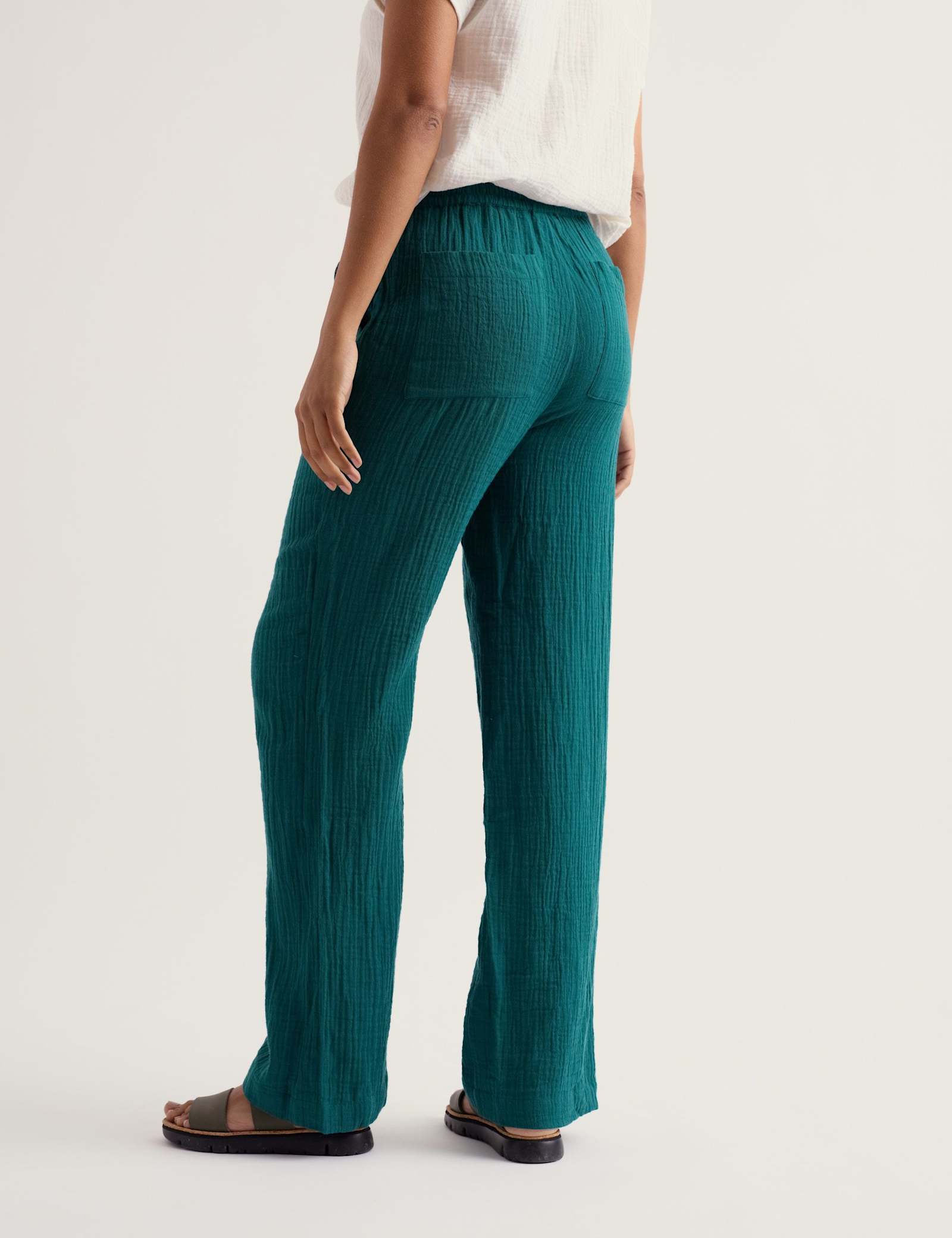 Pure Cotton Crinkle Wide Leg Beach Trousers - image 4