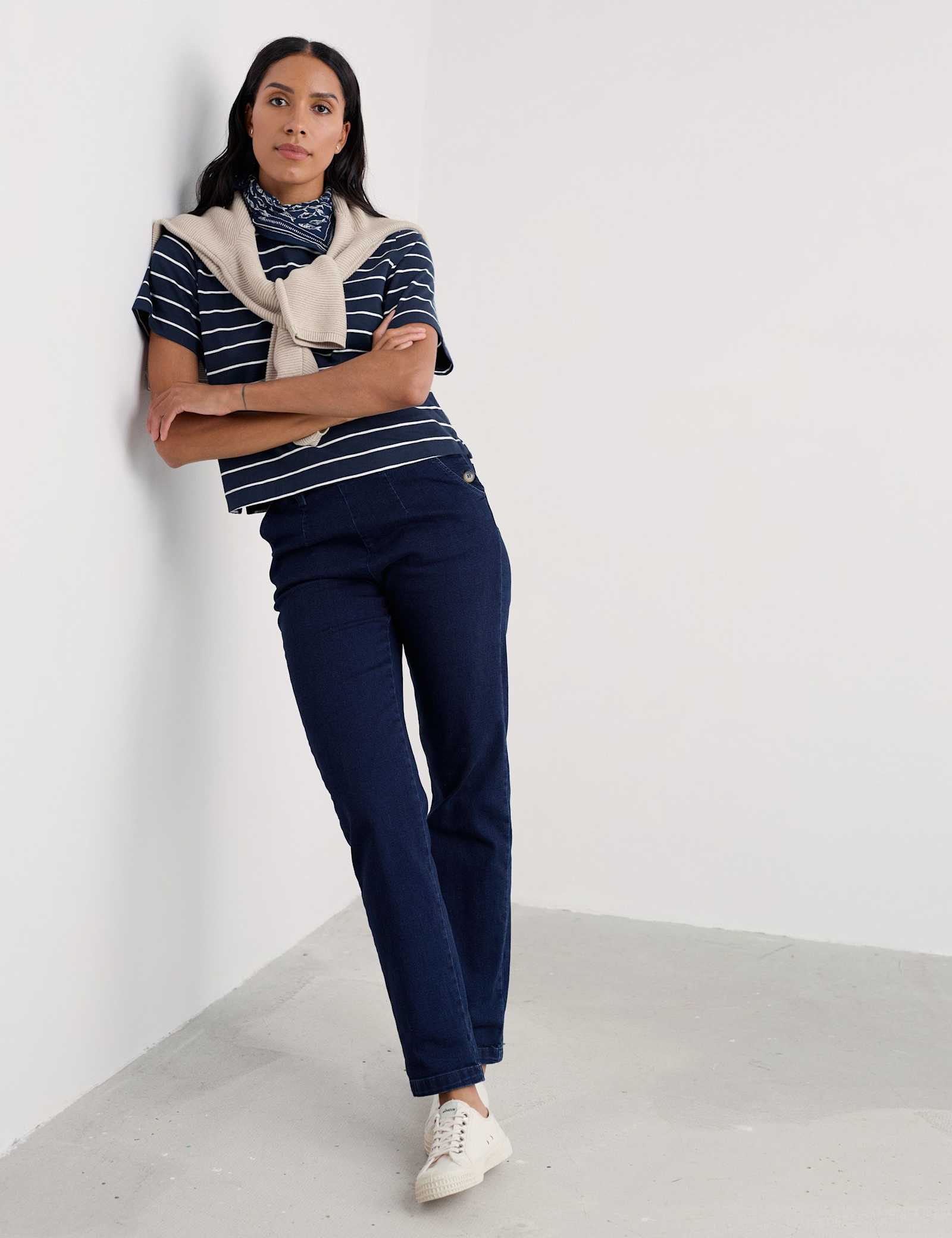 Cotton Rich Tapered Ankle Grazer Trousers - image 2
