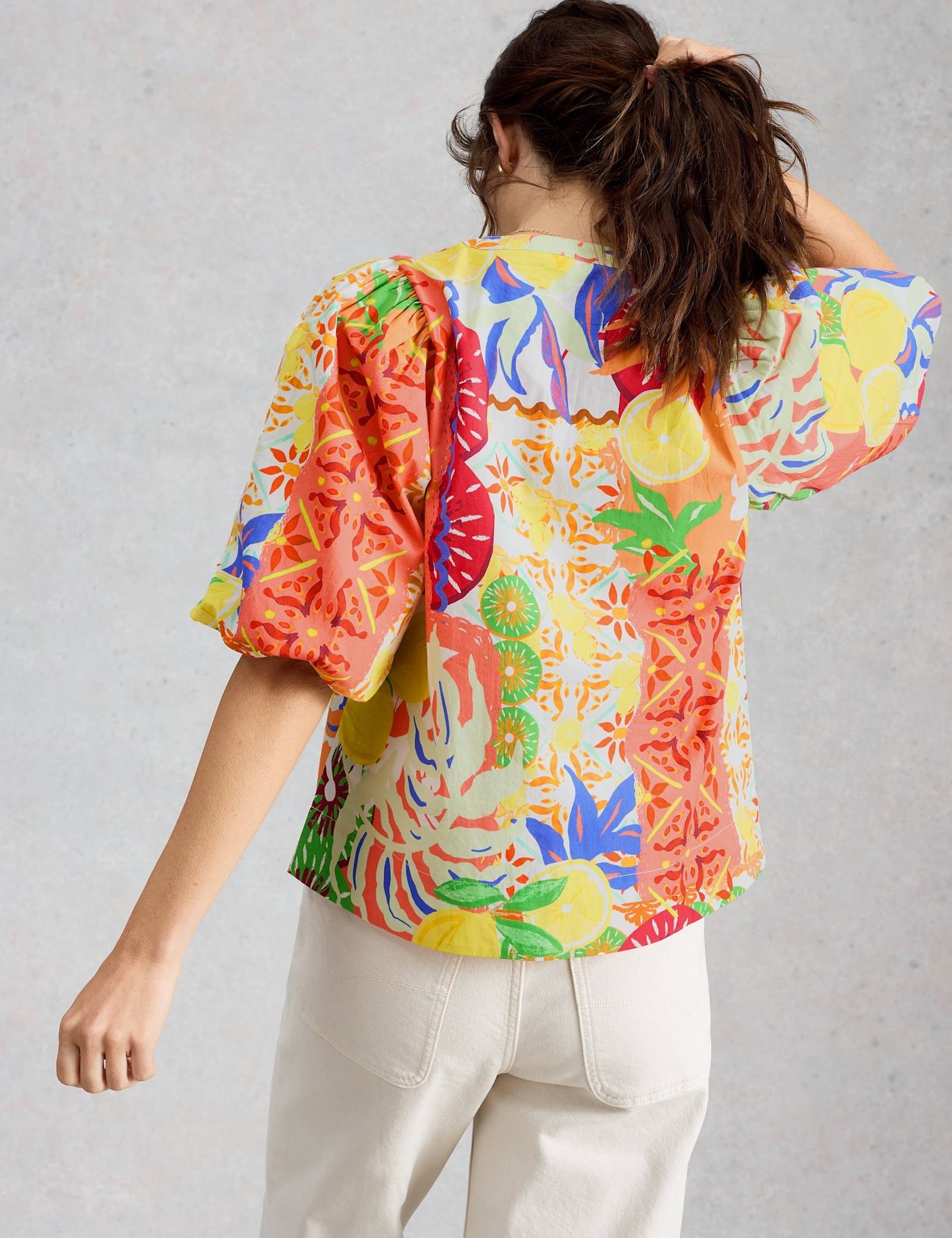 Pure Cotton Printed V-Neck Top - image 4