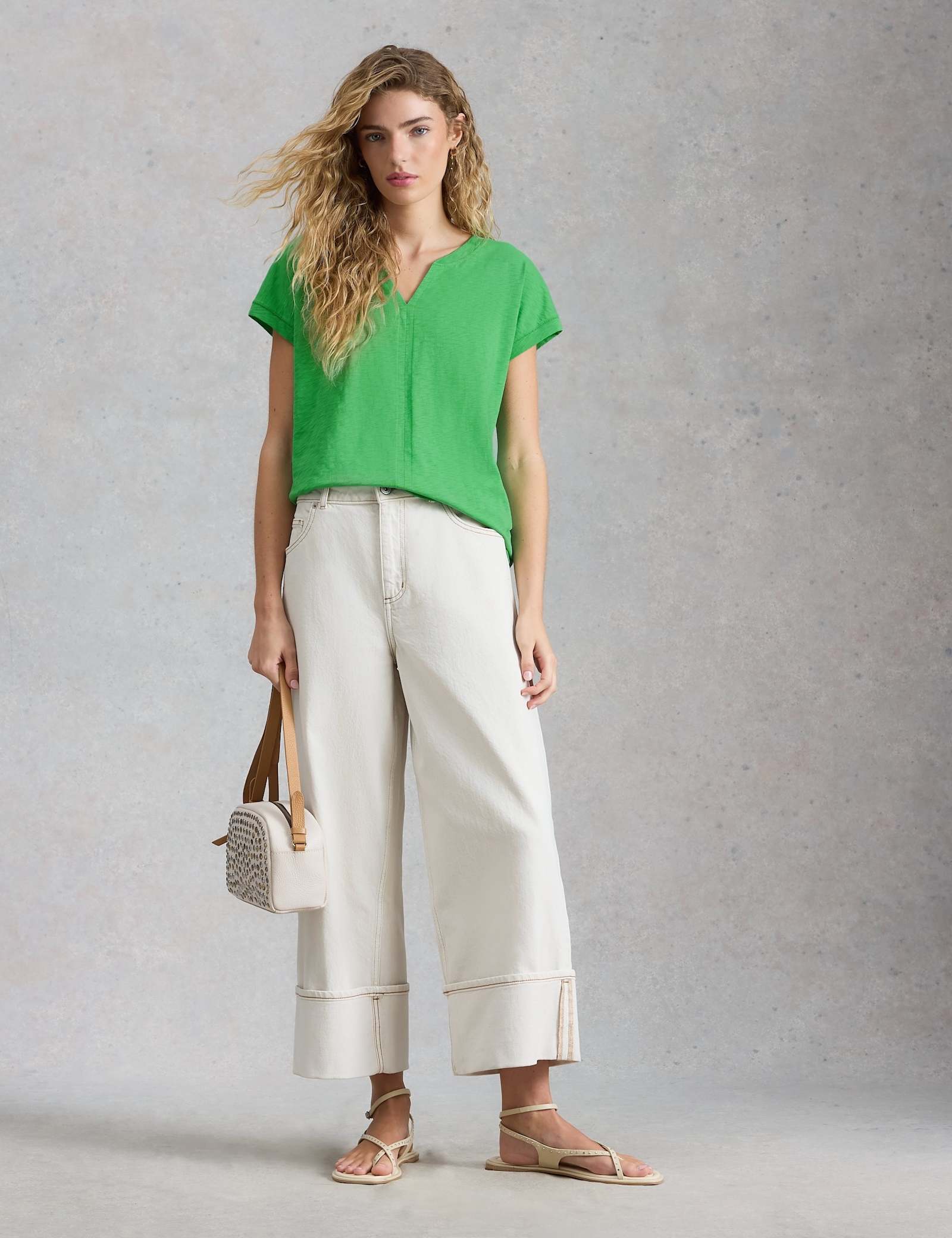 Pure Cotton Notch Neck T-Shirt - image 5