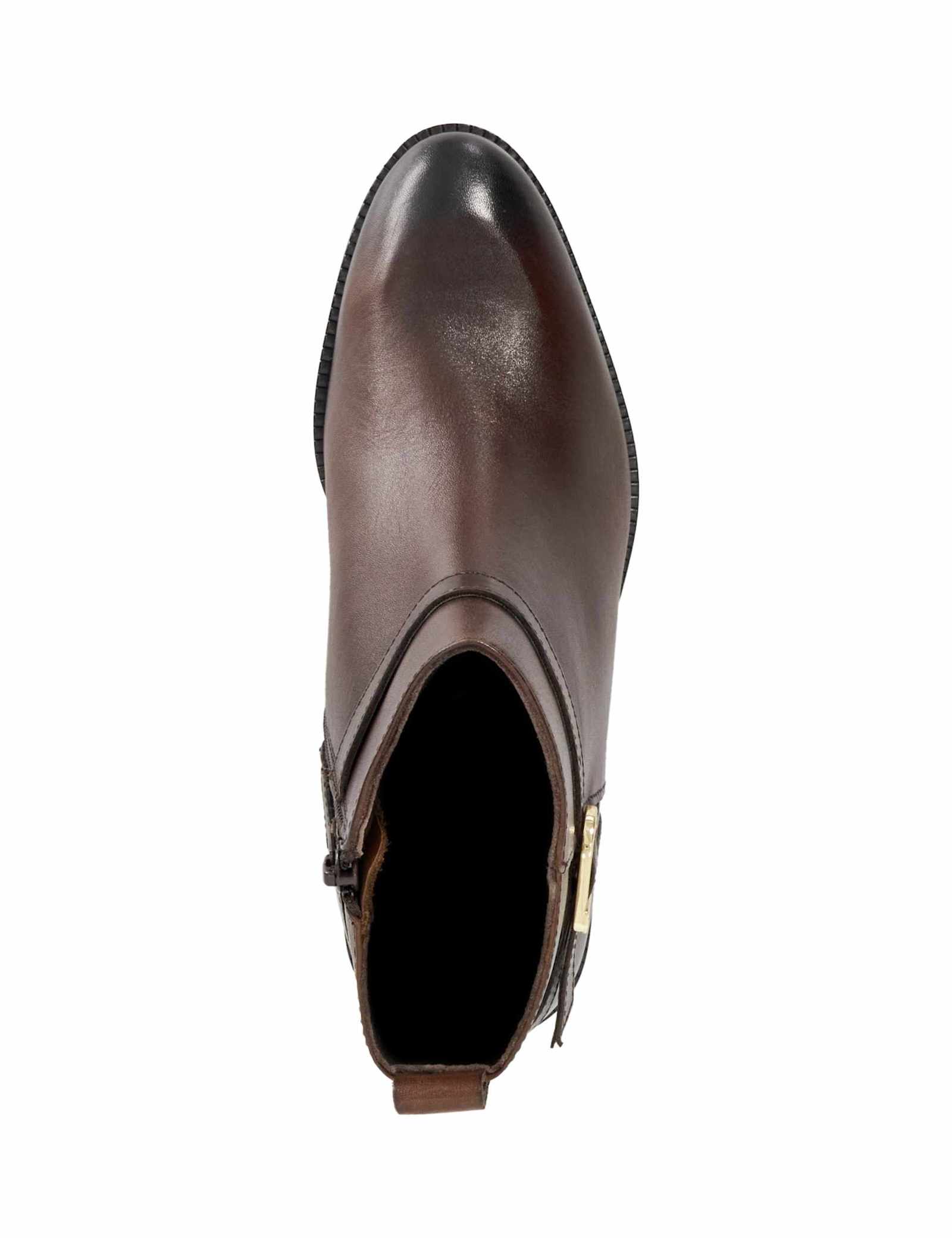 Leather Buckle Block Heel Wide Fit Ankle Boots - image 4