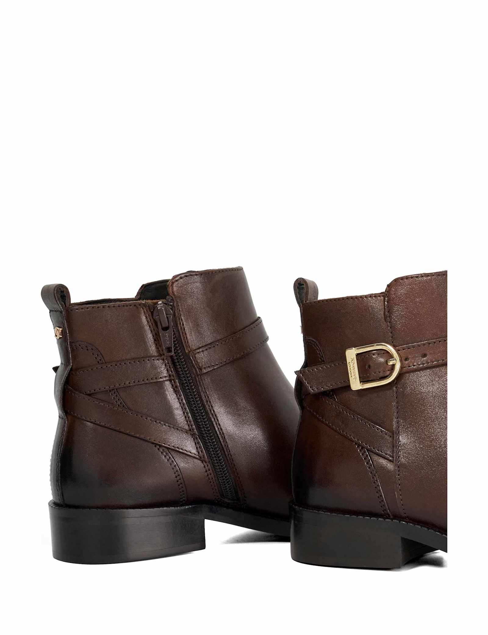 Leather Buckle Block Heel Wide Fit Ankle Boots - image 3