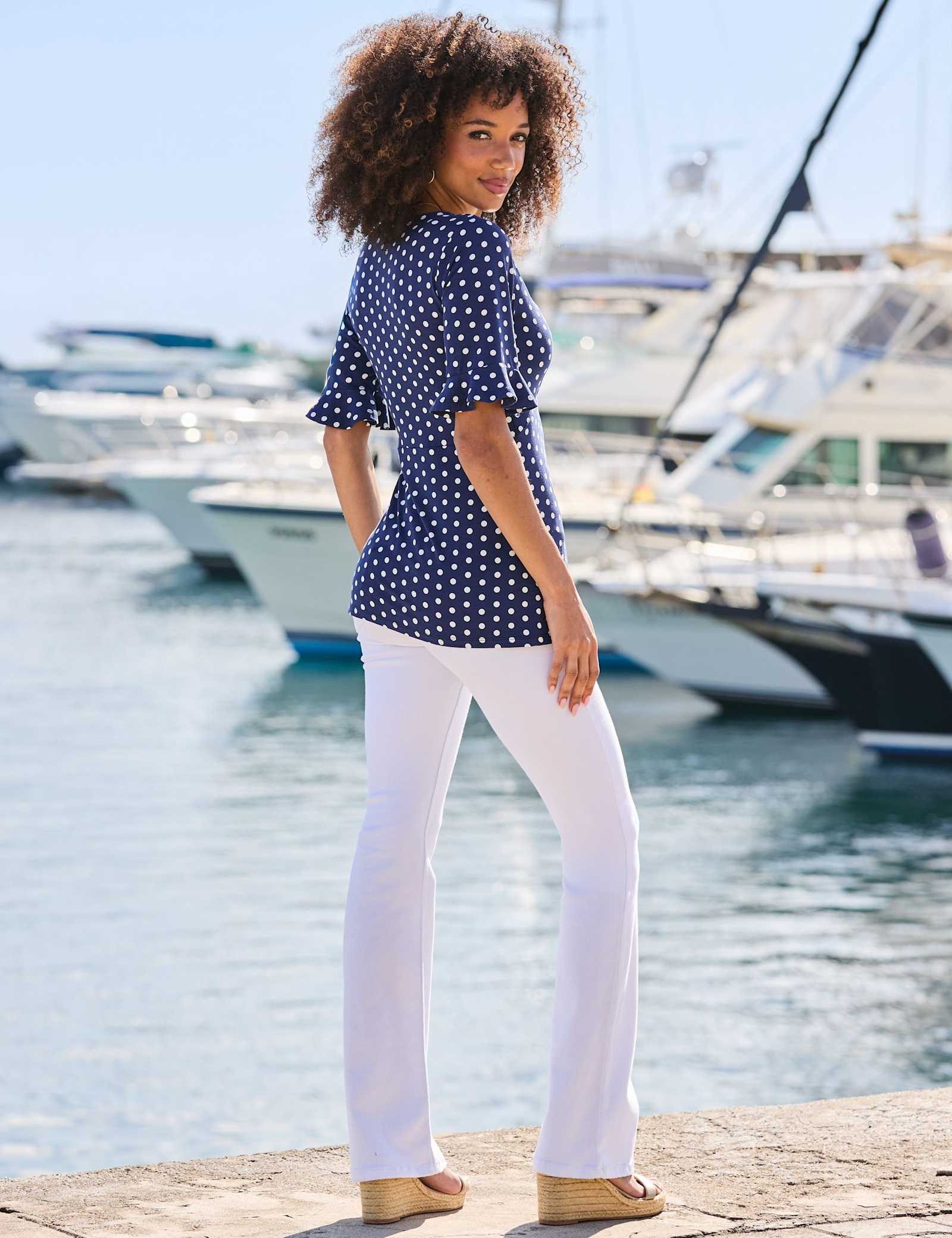 Polka Dot V-Neck Ring Detail Tunic - image 2