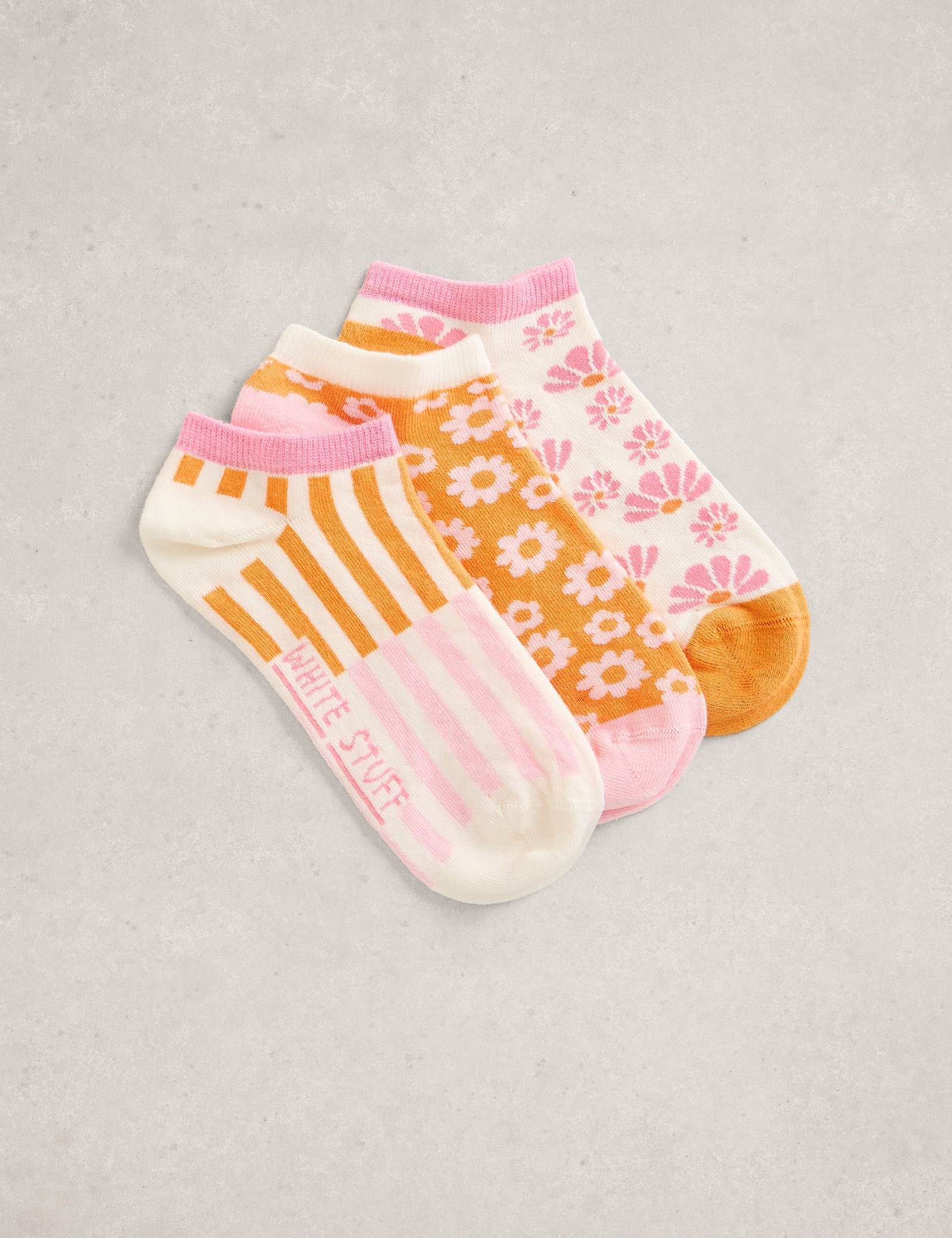 3 Pack Cotton Rich Patterned Trainer Socks - image 1