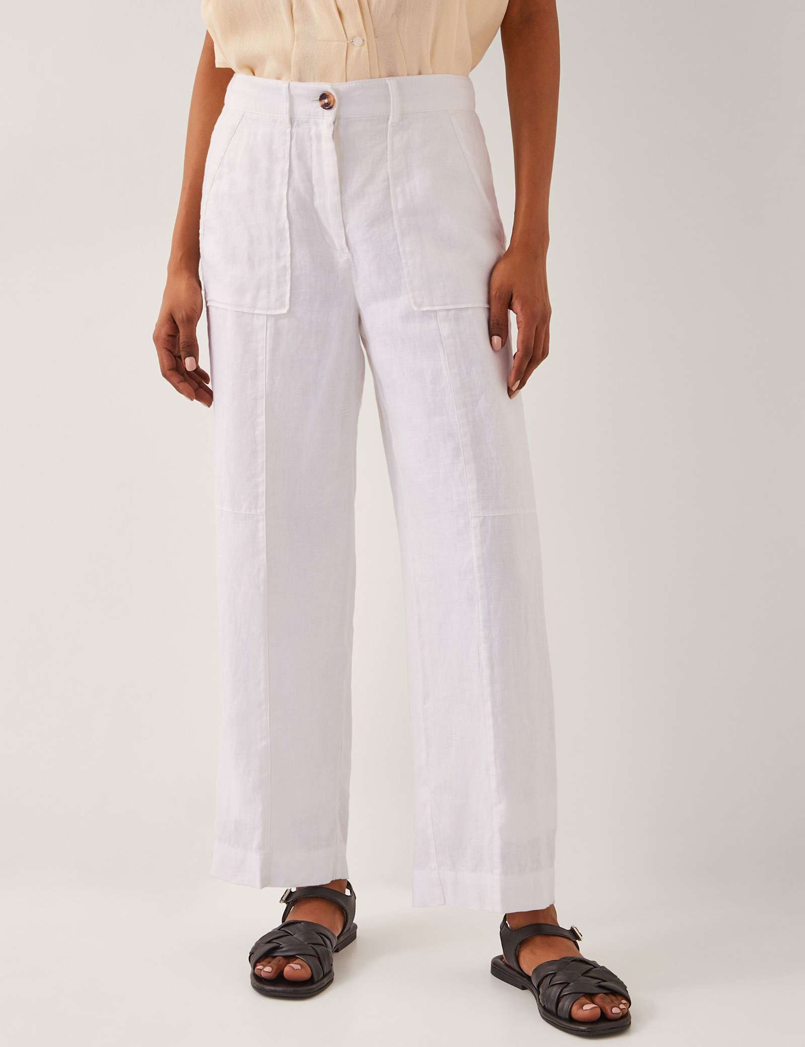 Pure Linen Straight Leg Trousers - image 1