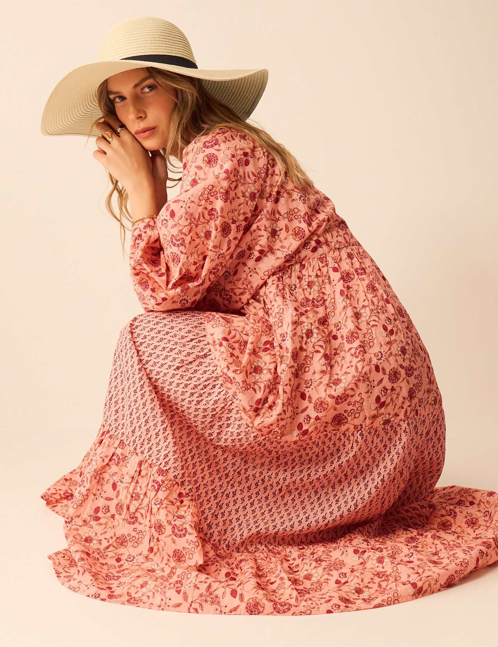 Pure Cotton Printed V-Neck Maxi Beach Dress - image 2
