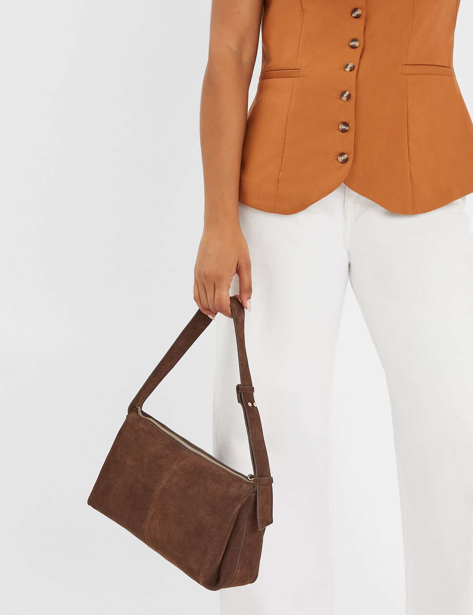 Suede Ruched Shoulder Bag - image 2