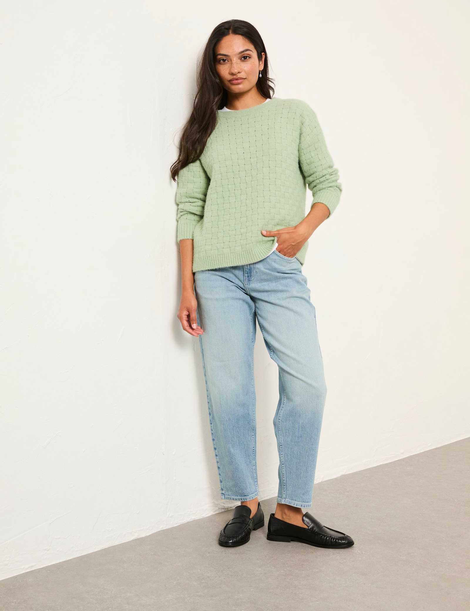 Cotton Rich Textured Crew Neck Jumper - image 2