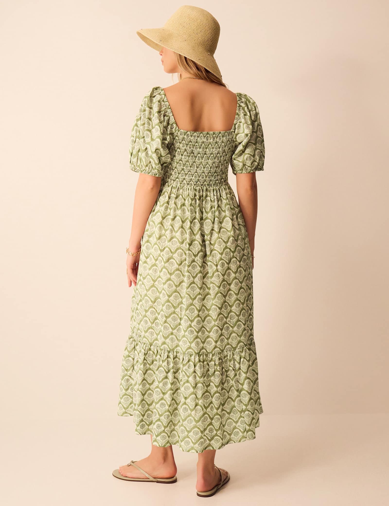 Pure Cotton Block Print Midaxi Tiered Dress - image 4