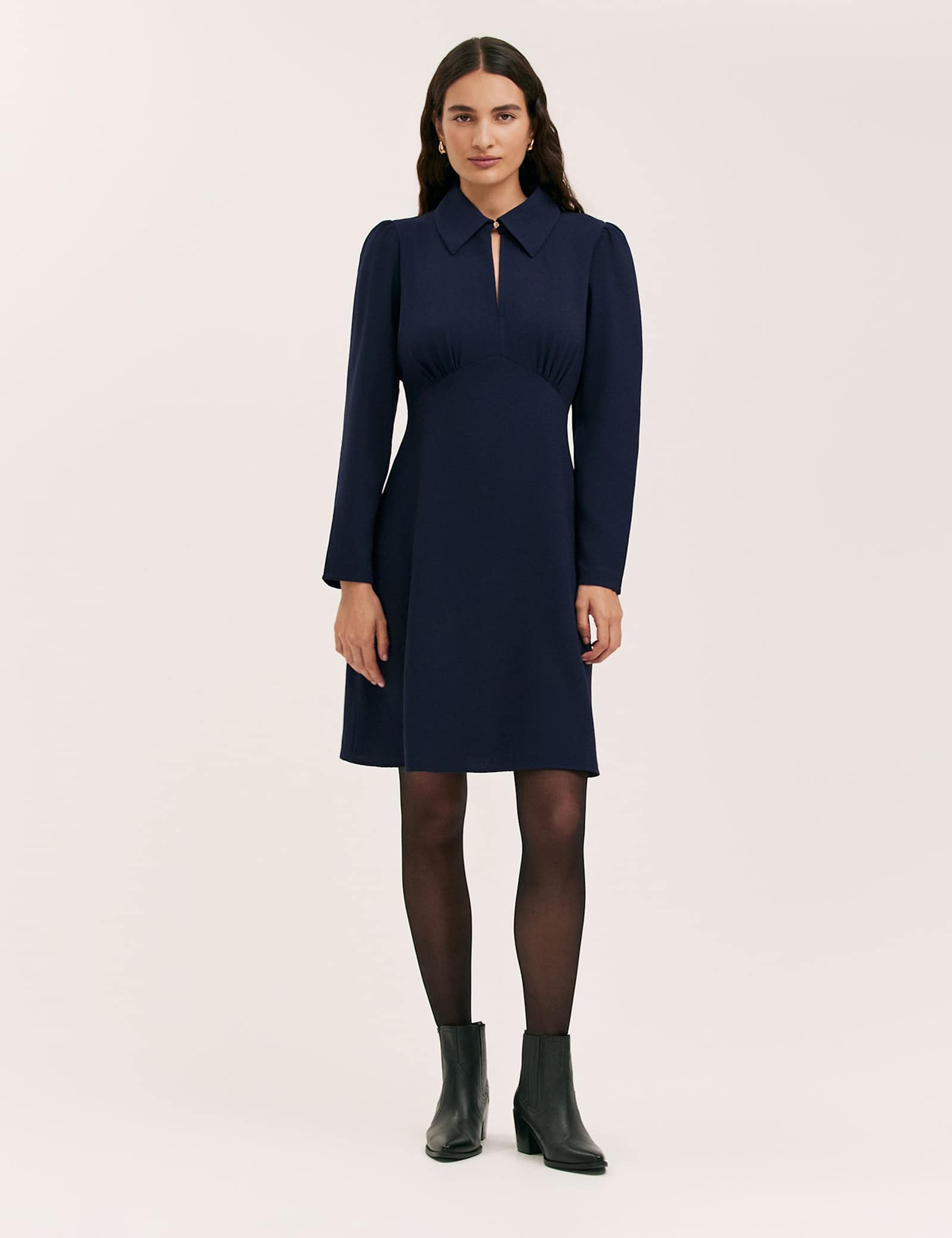 Collared Knee Length Skater Dress - image 2