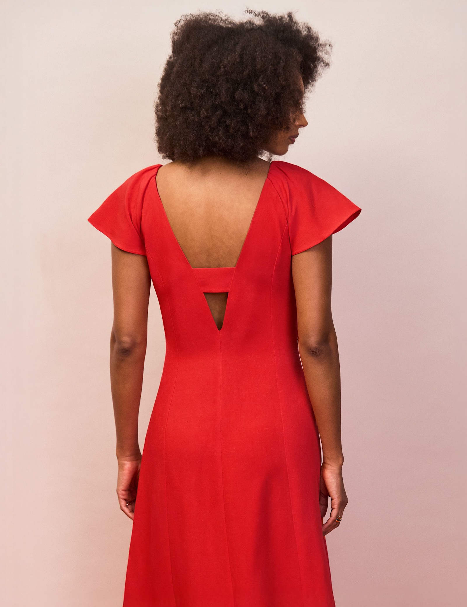 V-Neck Midaxi Column Dress with Linen - image 3