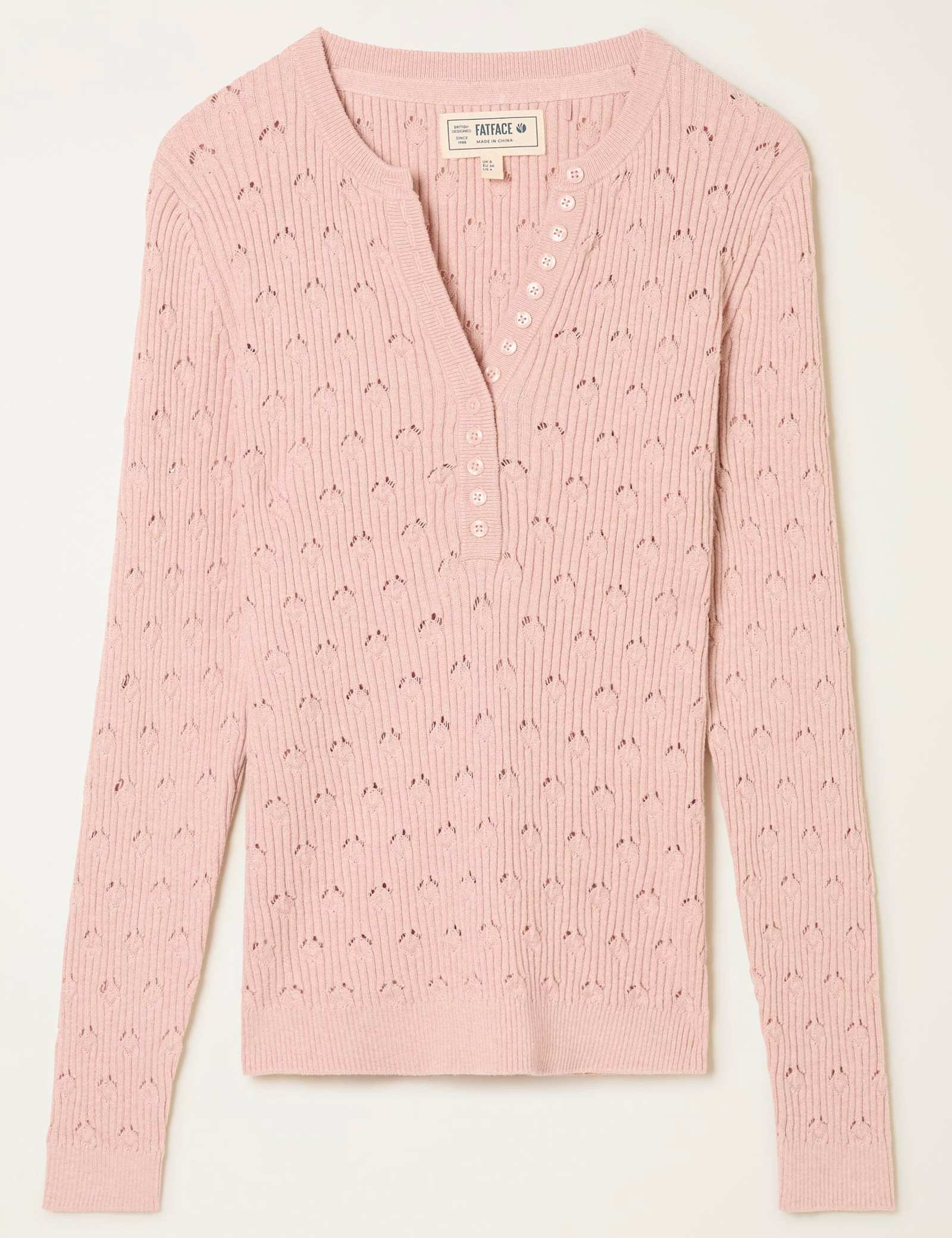 Cotton Rich Ribbed Notch Neck Jumper - image 1