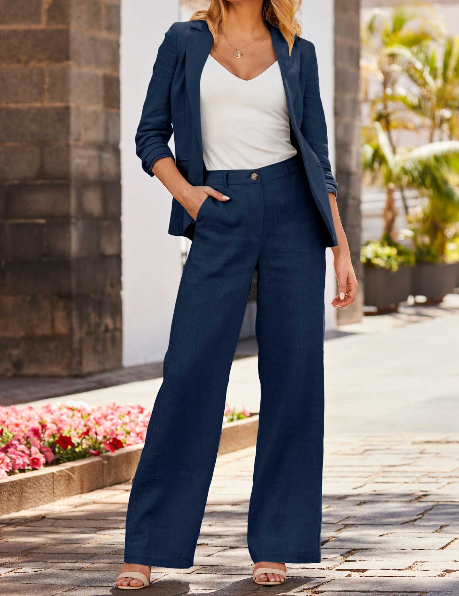 Linen Rich Wide Leg Trousers - image 1