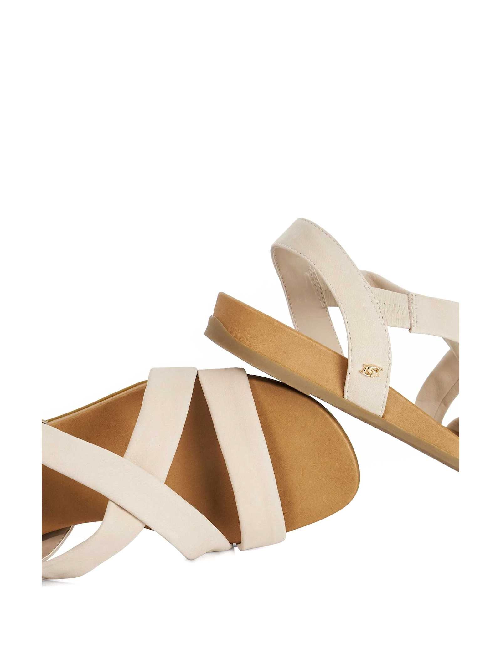 Leather Cross Strap Flat Sandals - image 2