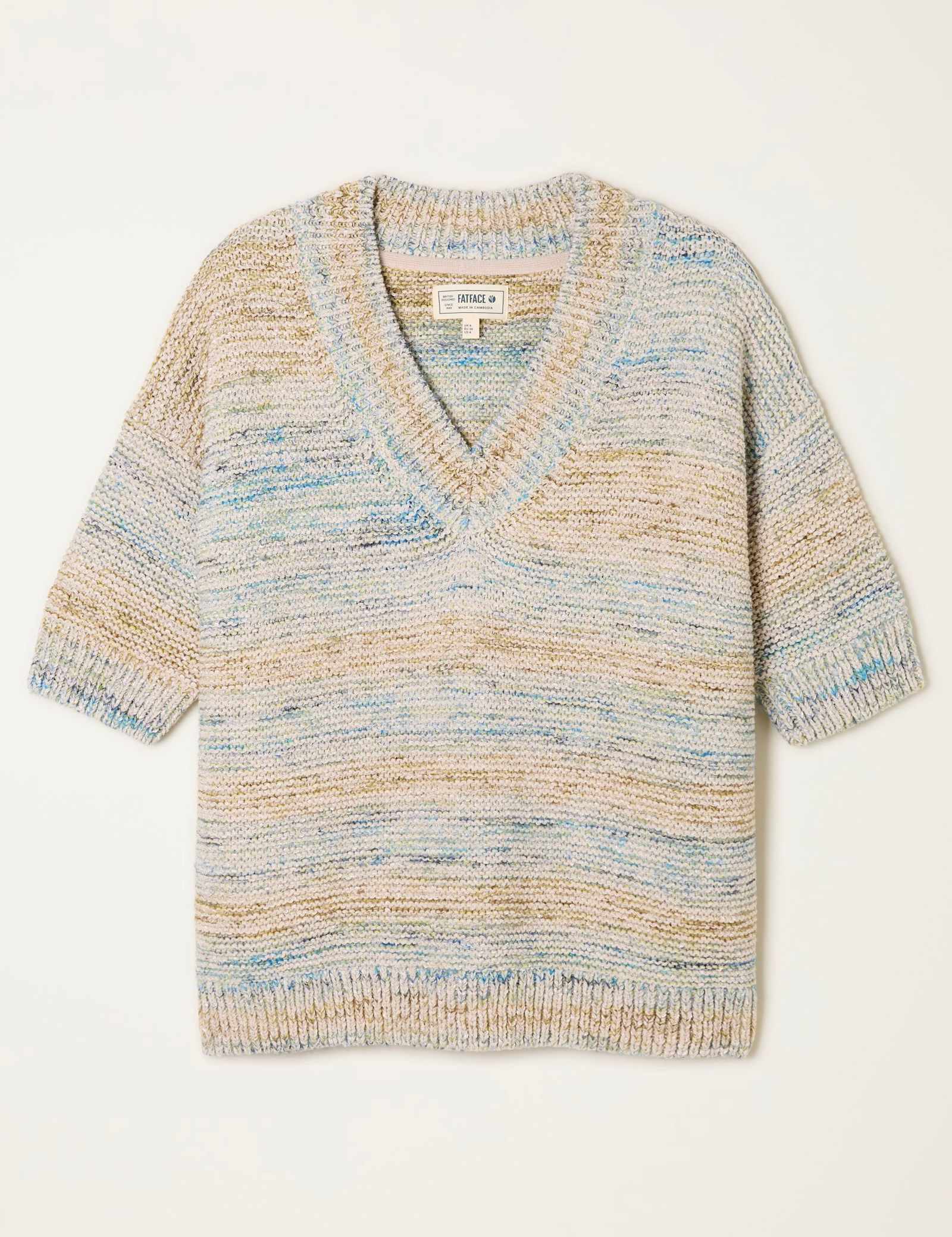 Cotton Rich Textured V-Neck Jumper - image 1