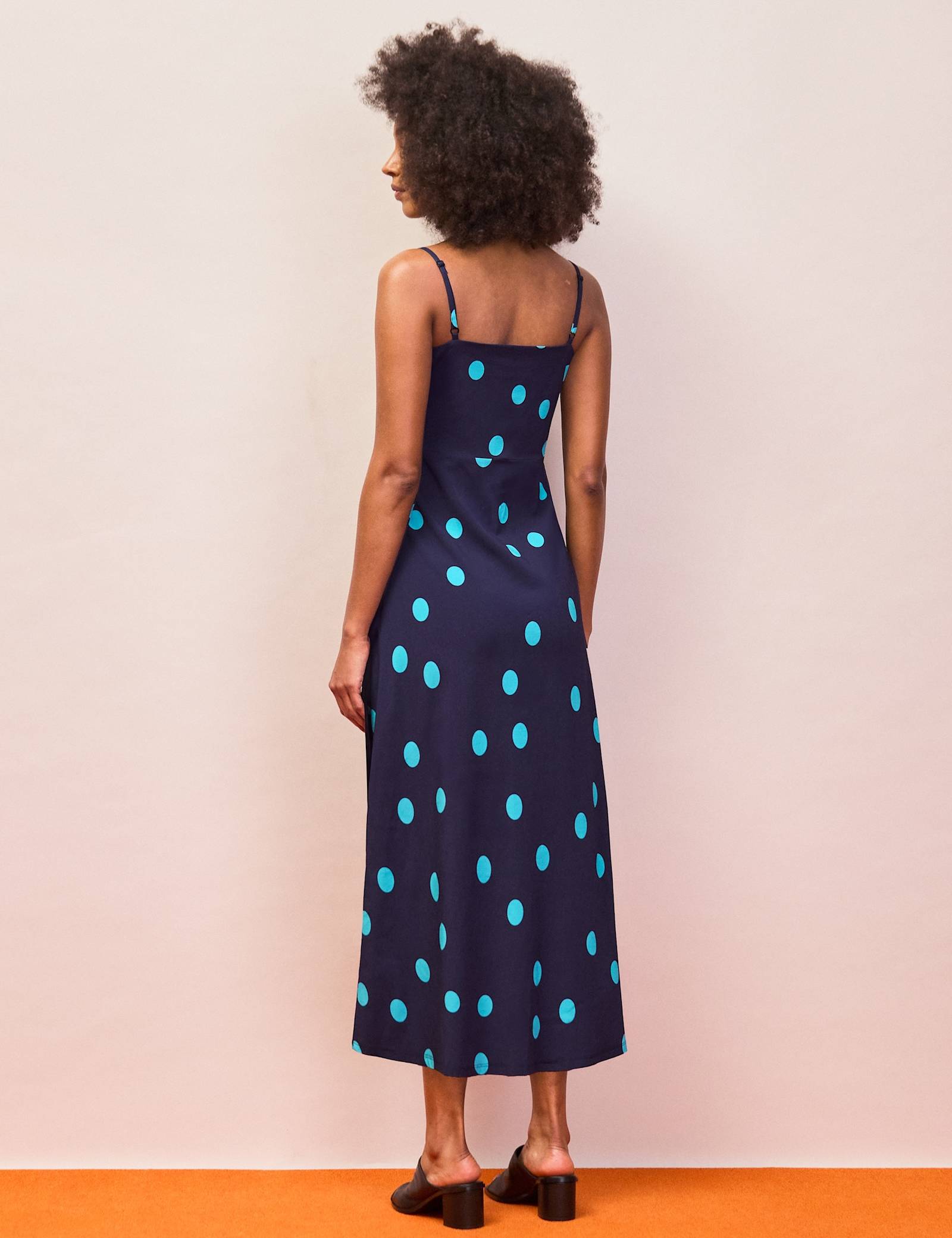 Spot Print Square Neck Midaxi Slip Dress - image 4