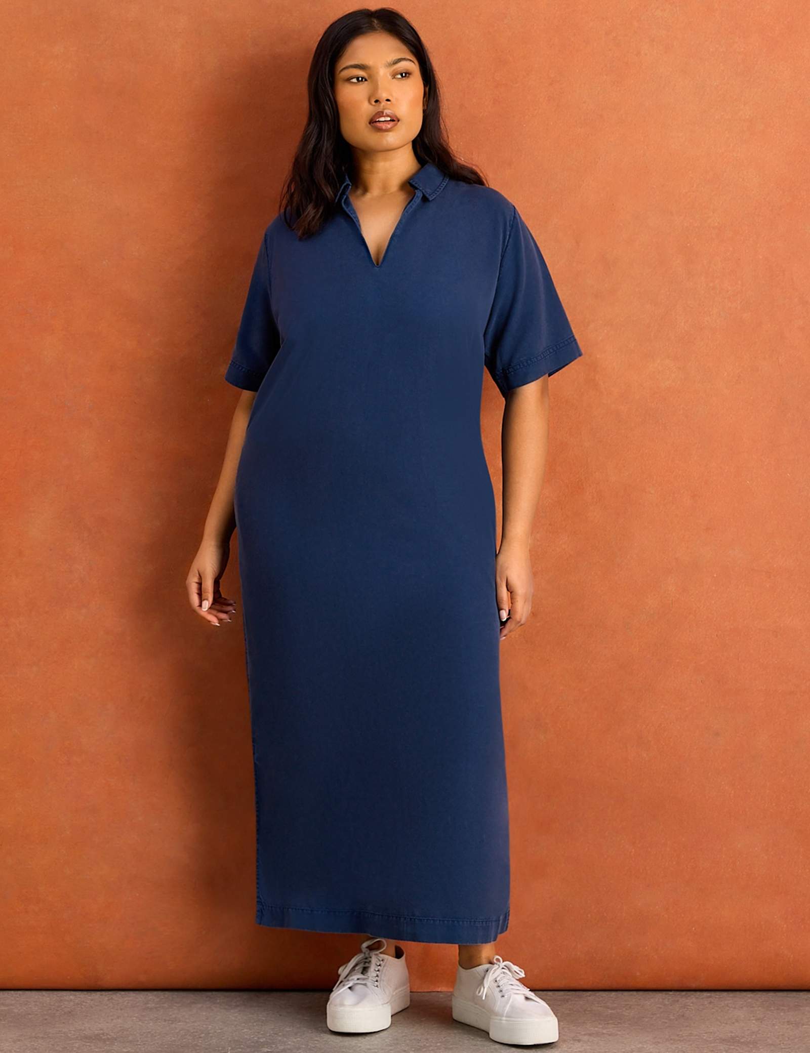 Pure Lyocell V-Neck Midaxi Shirt Dress - image 3