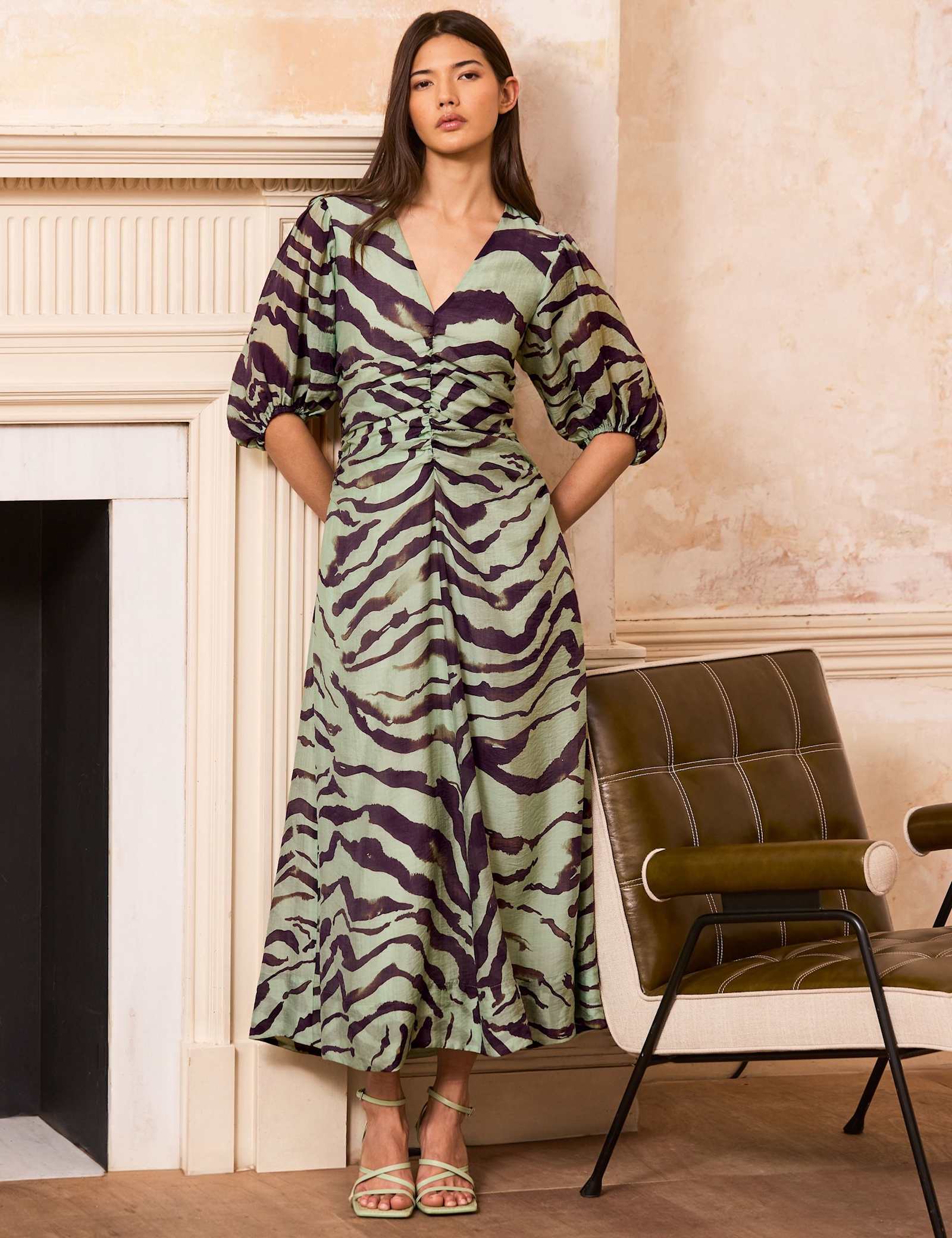 Lyocell Rich Animal Print Midaxi Waisted Dress - image 2