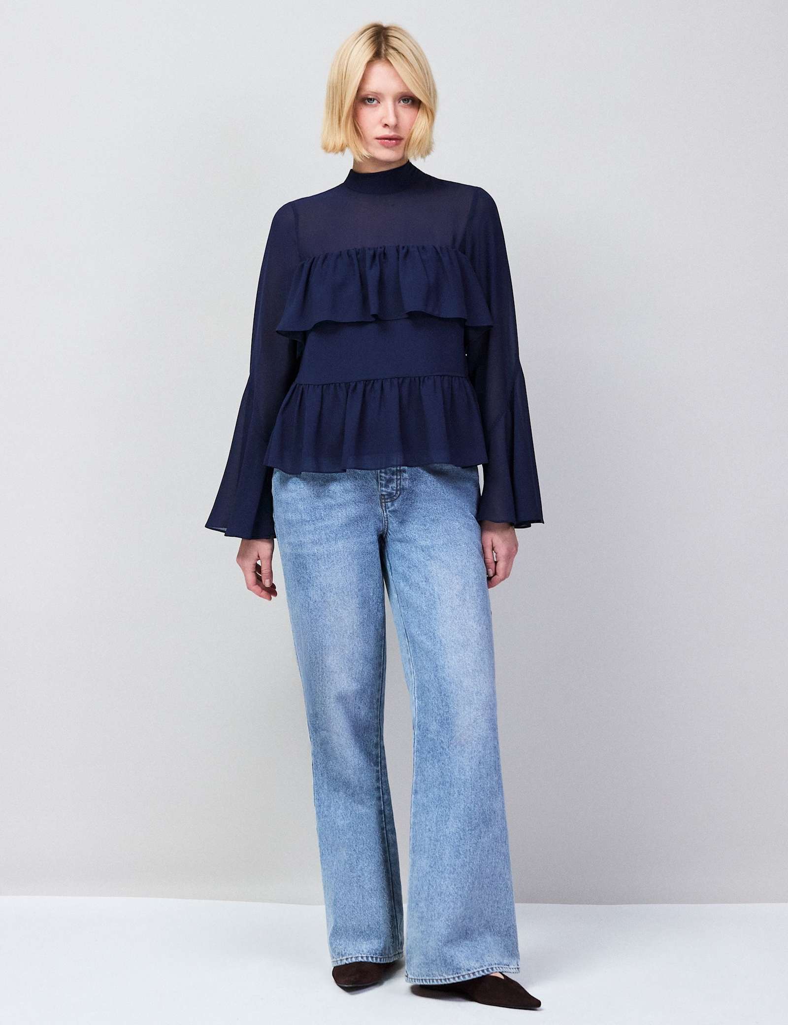 High Neck Frill Detail Blouse - image 5