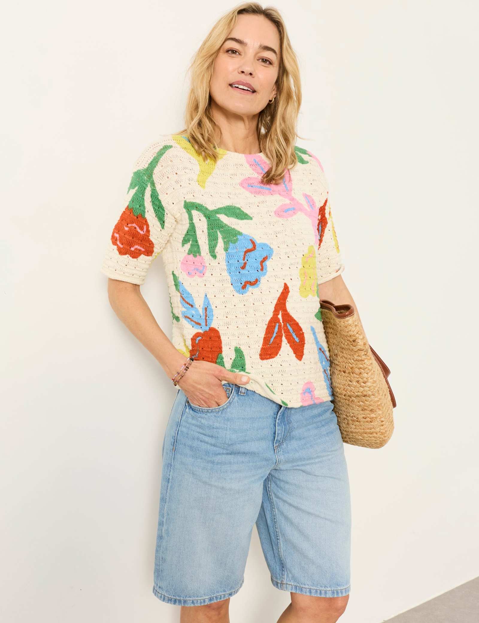 Pure Cotton Floral Knitted Top - image 2