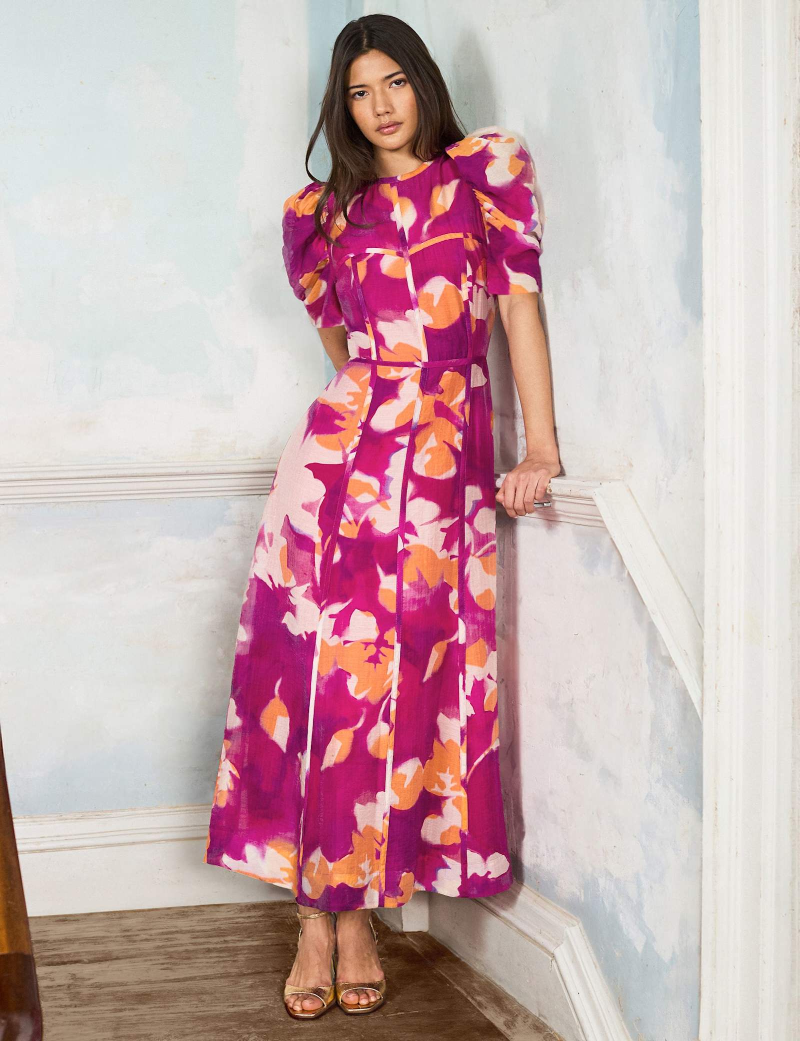 Lyocell Rich Floral Midaxi Waisted Dress - image 1