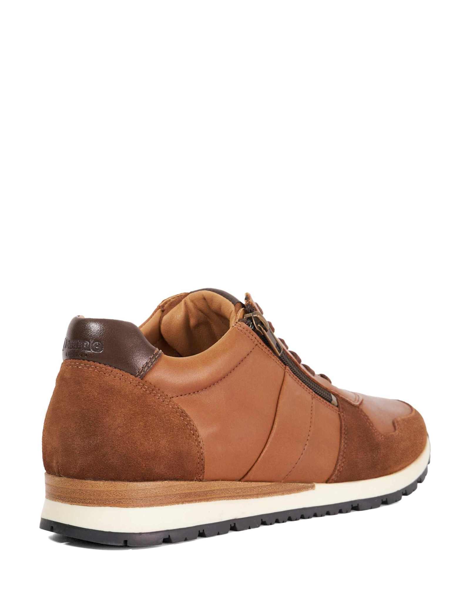 Wide Fit Leather Lace Up Side Zip Trainers - image 3