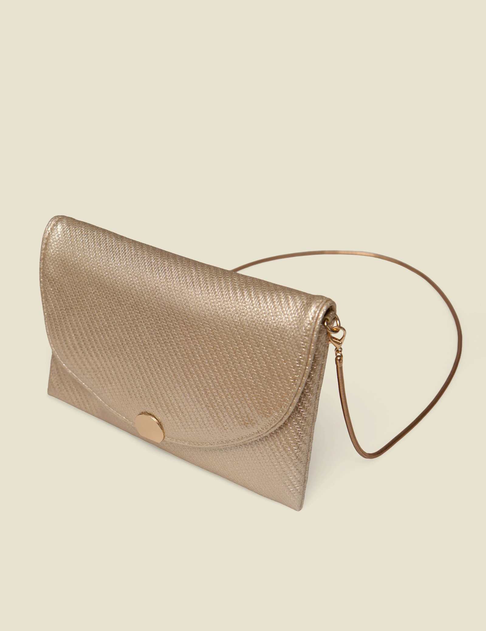 Metallic Textured Chain Strap Clutch Bag - image 4