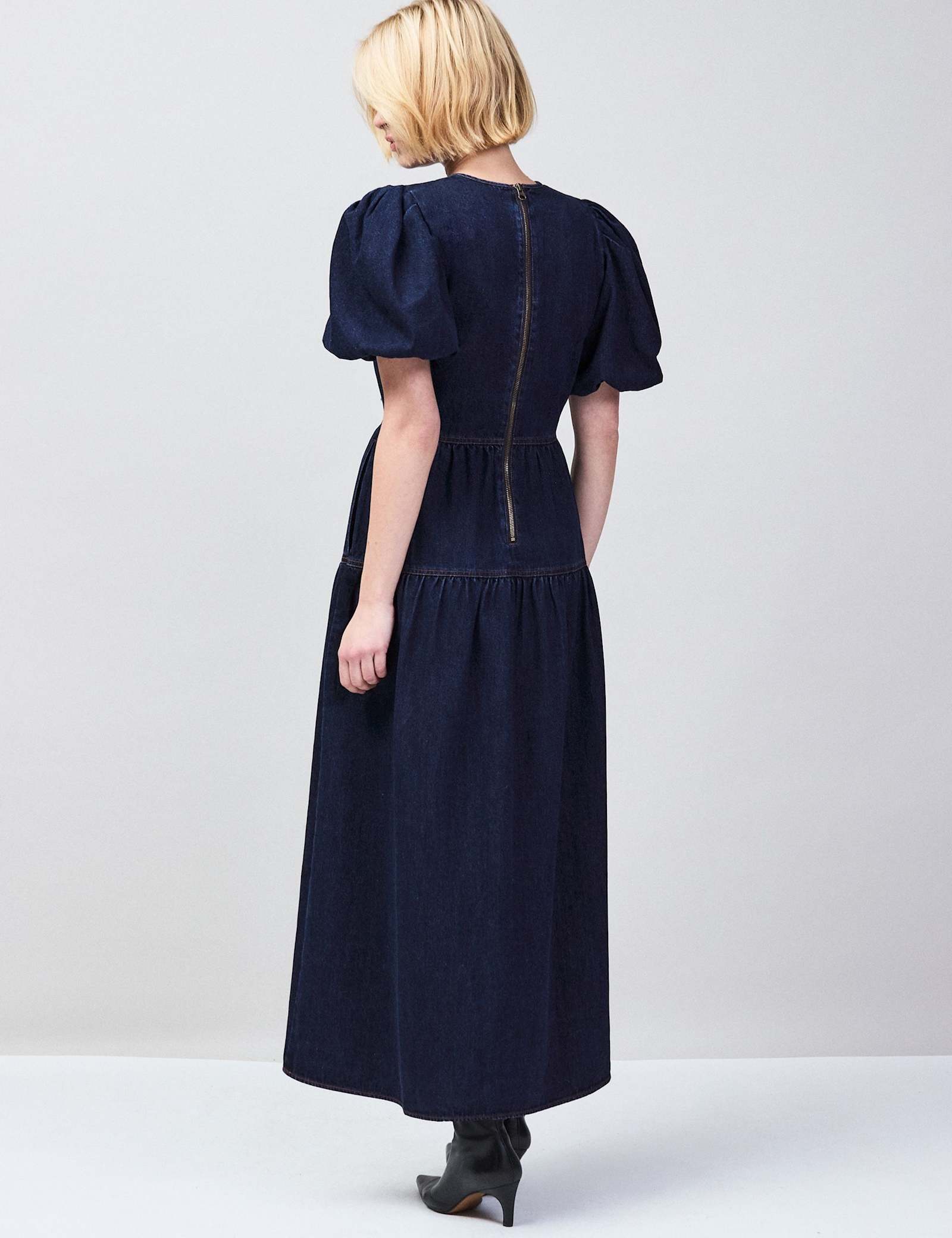 Cotton Rich Denim Puff Sleeve Maxi Dress - image 5