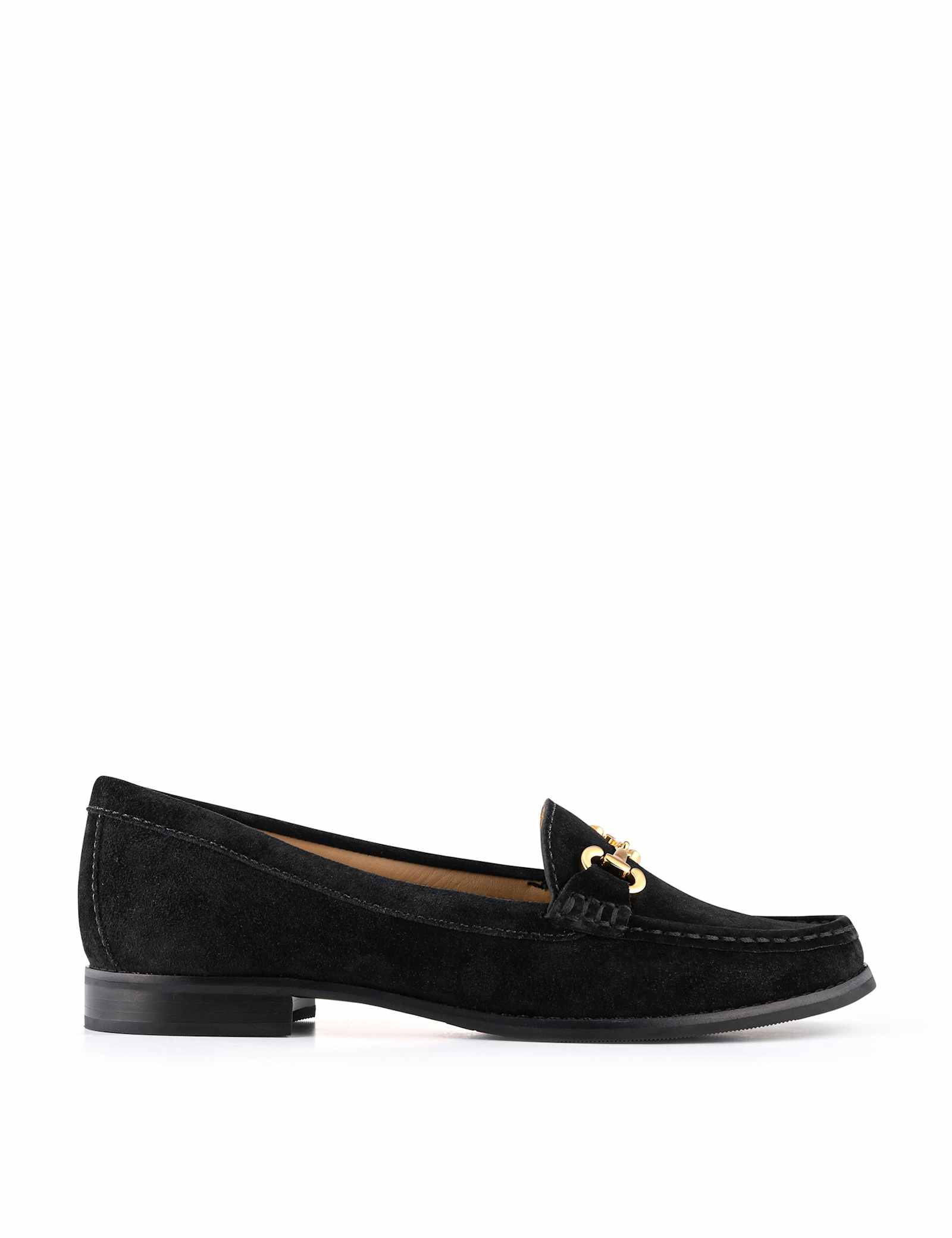 Wide Fit Suede Bar Trim Block Heel Loafers - image 1