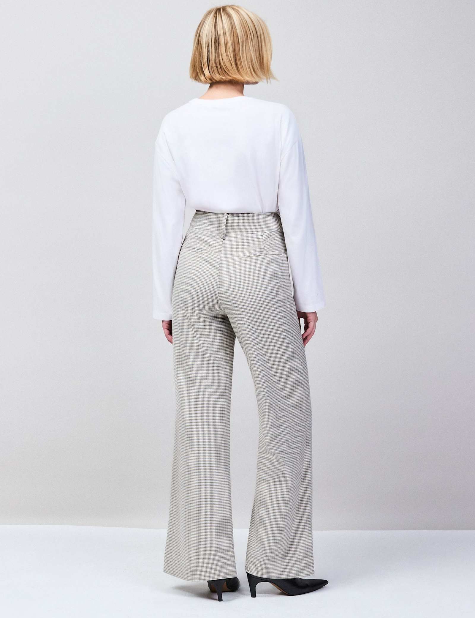 Dogtooth Wide Leg Flared Trousers - image 4