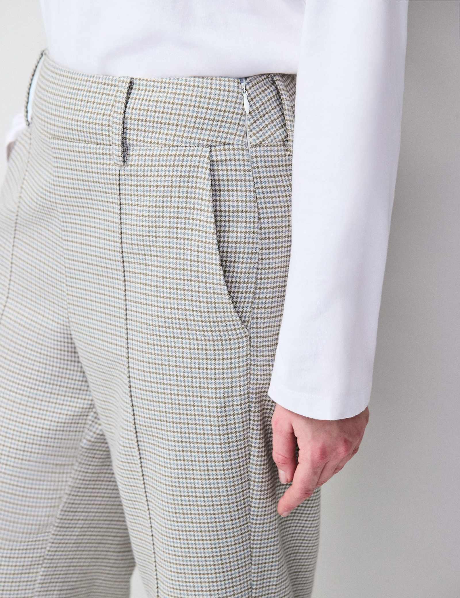 Dogtooth Wide Leg Flared Trousers - image 2