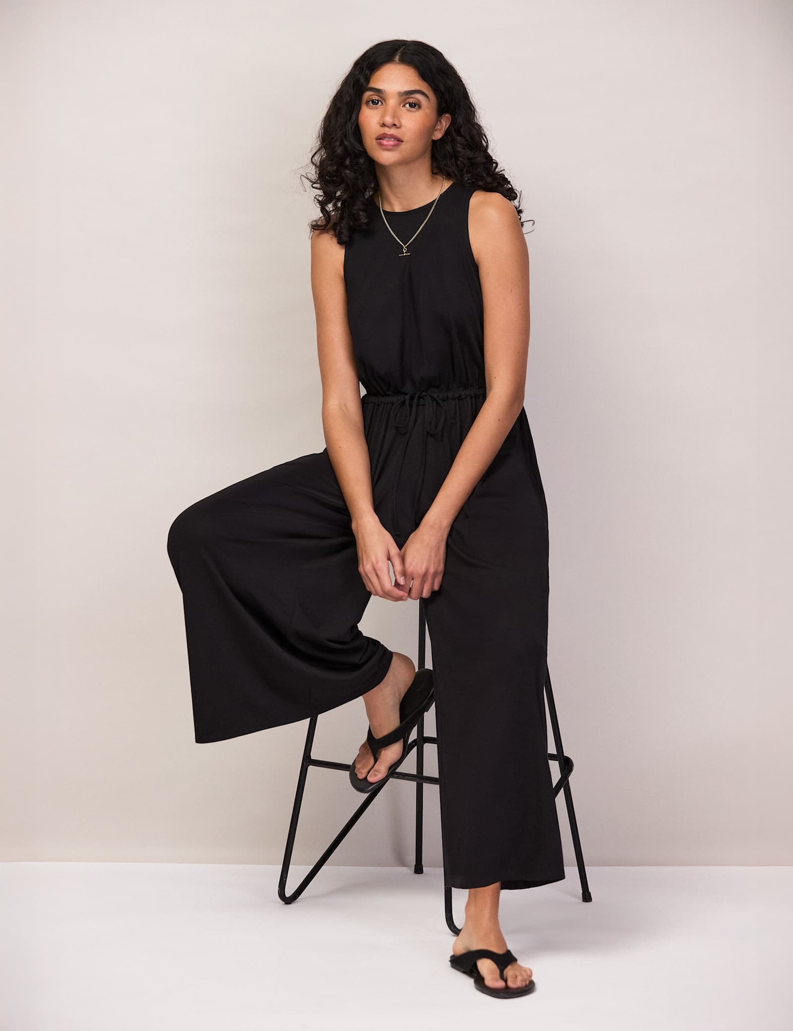 Jersey Drawstring Wide Leg Jumpsuit - image 4