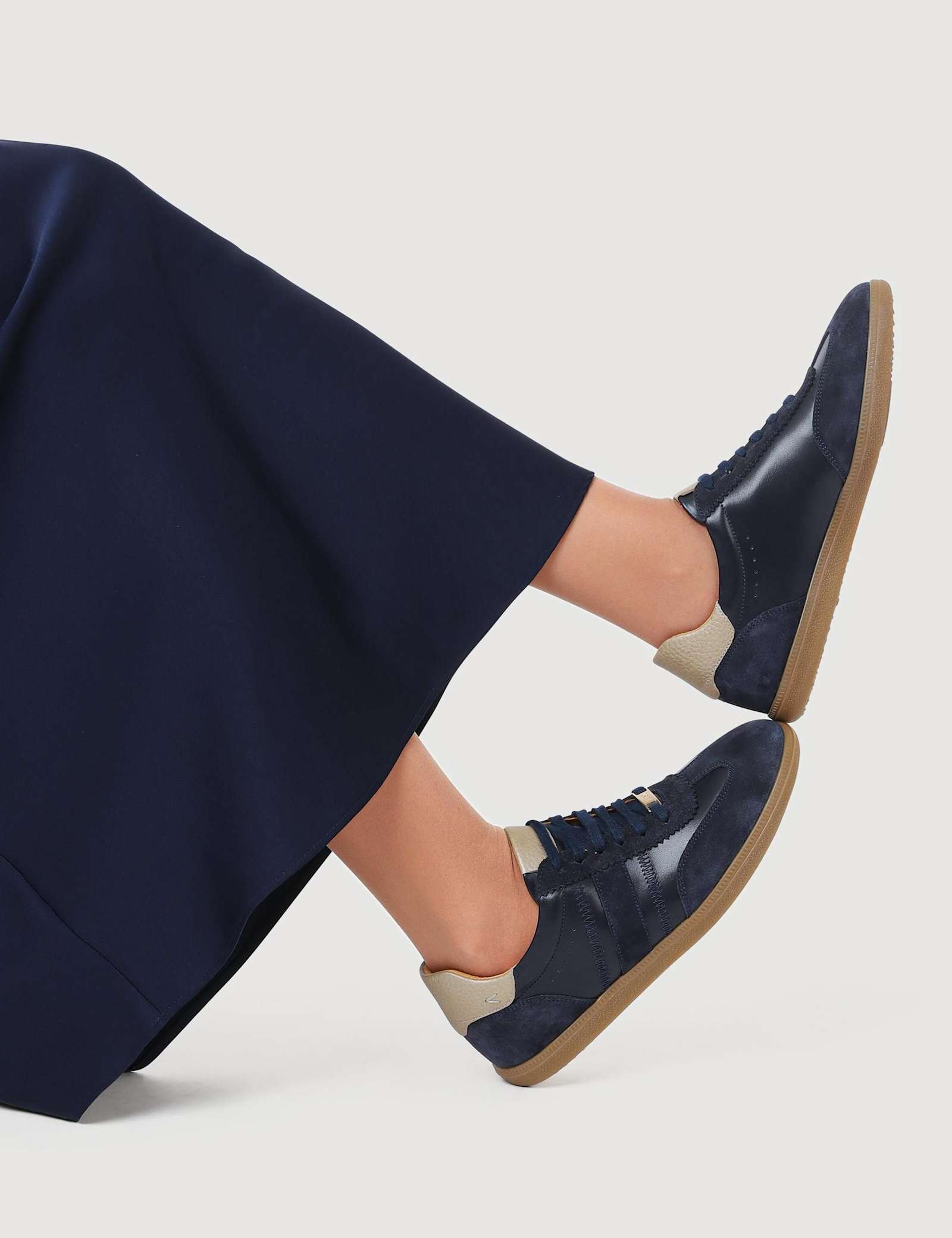 Leather Lace Up Suede Panel Trainers - image 4