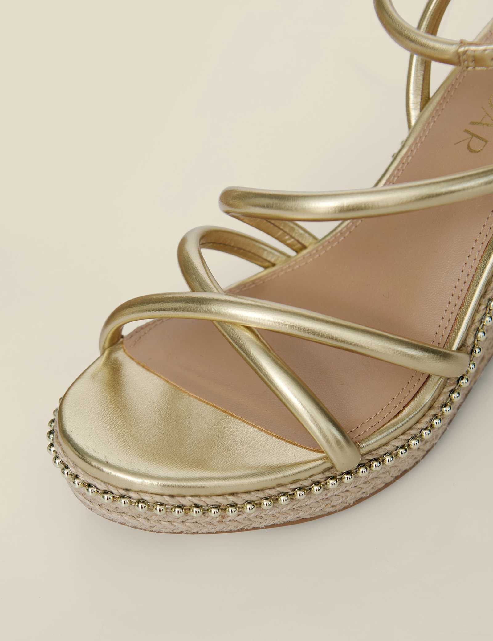 Metallic Studded Strappy Wedge Espadrilles - image 4