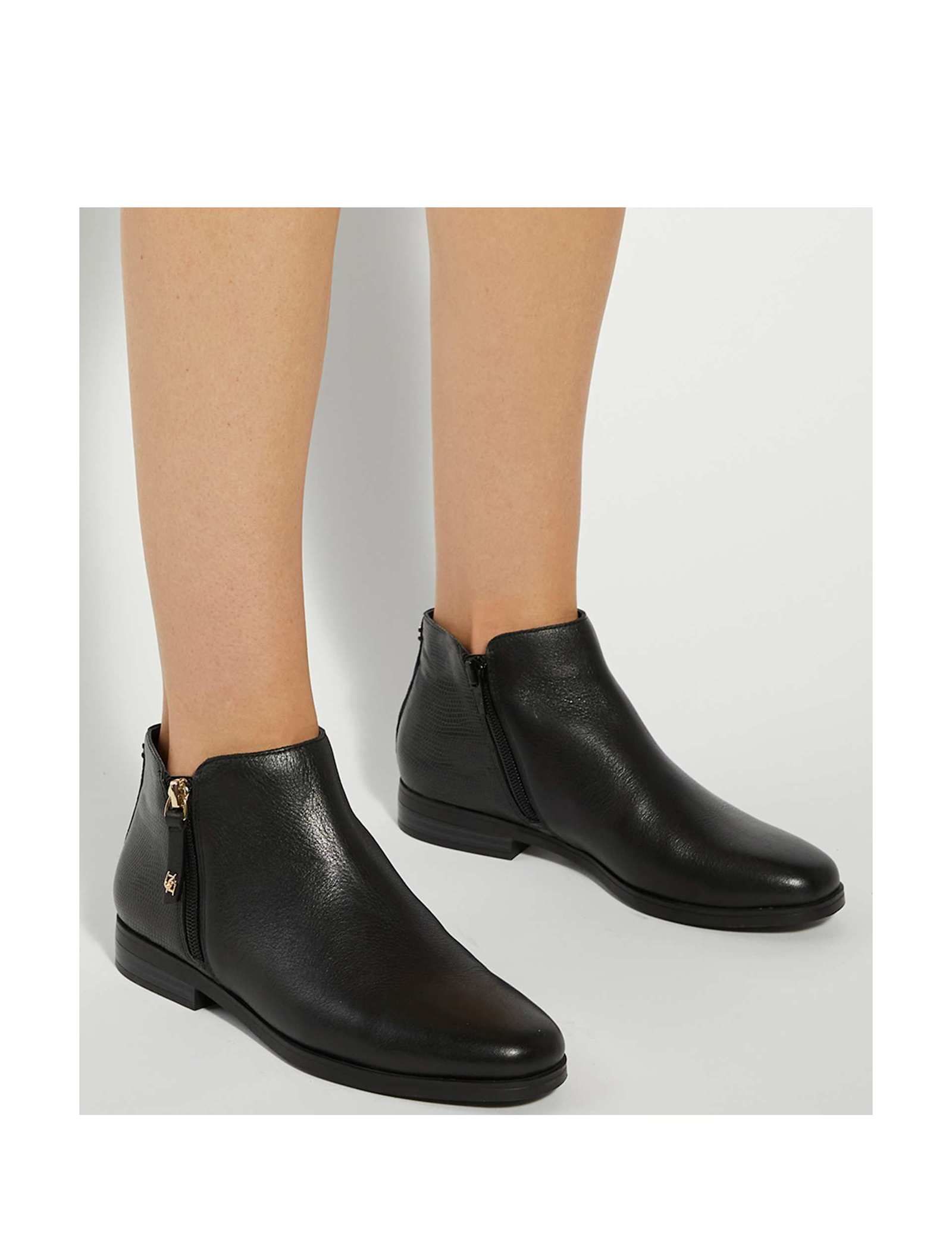 Leather Textured Flat Ankle Boots - image 4