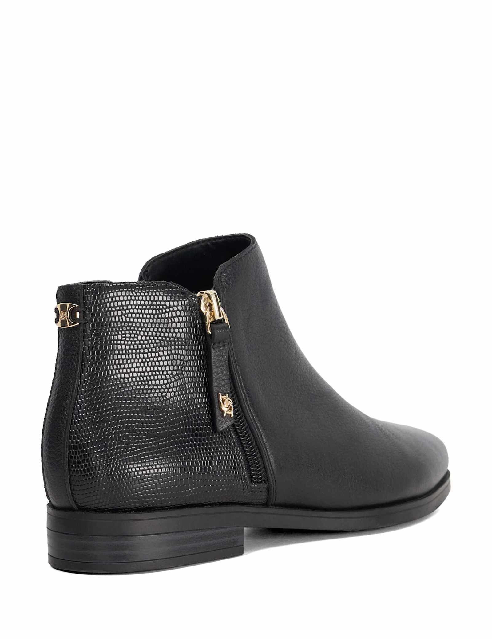 Leather Textured Flat Ankle Boots - image 3