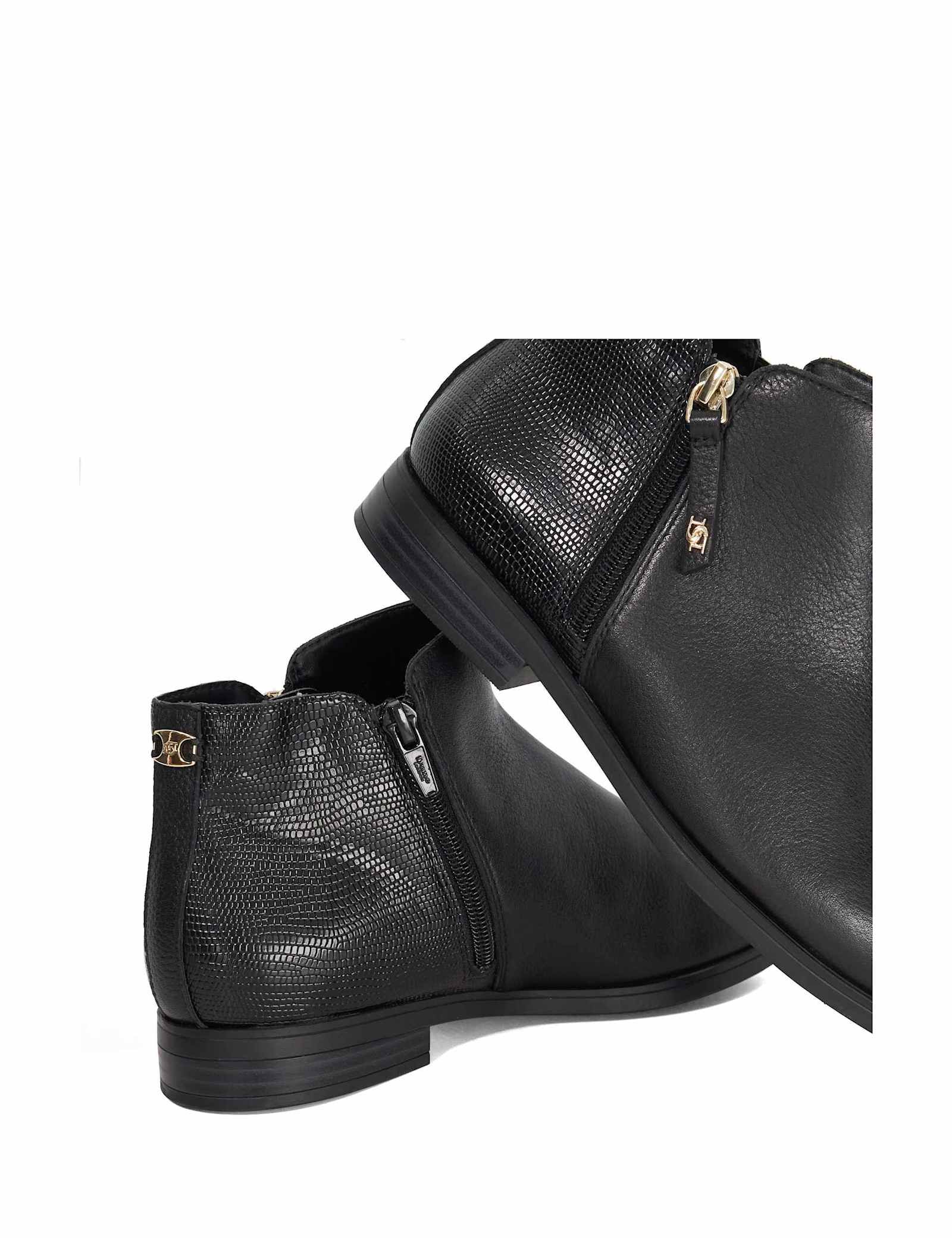 Leather Textured Flat Ankle Boots - image 2