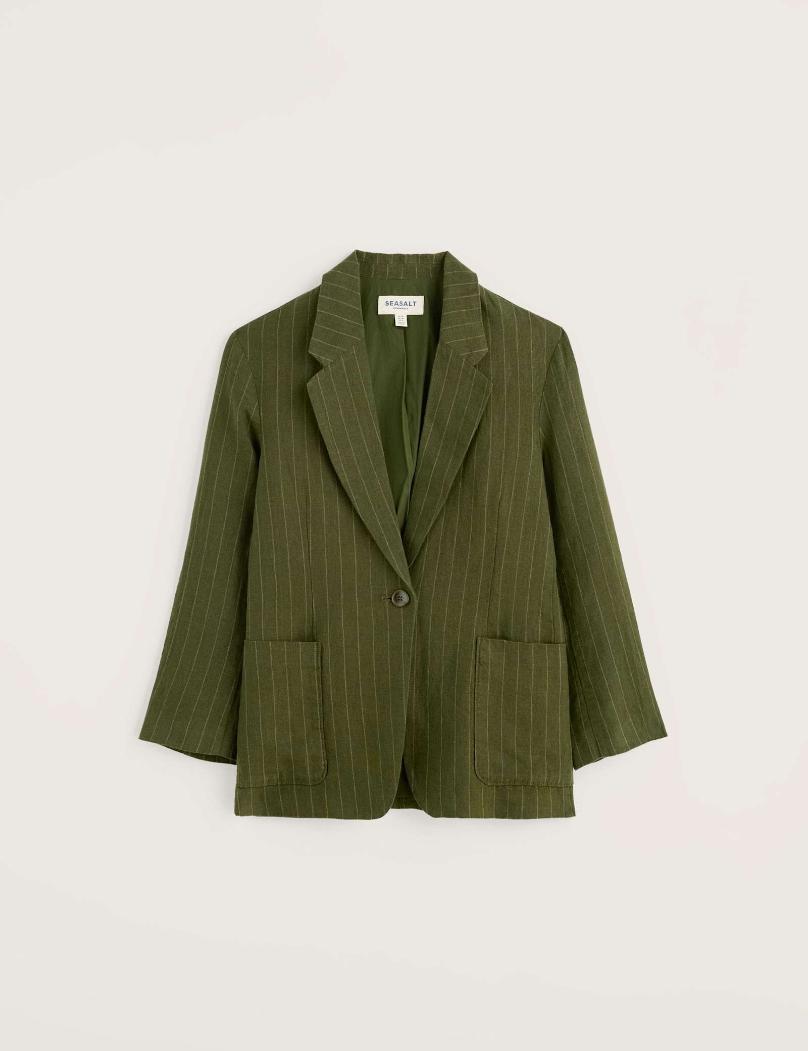 Pure Linen Striped Single Breasted Blazer - image 1