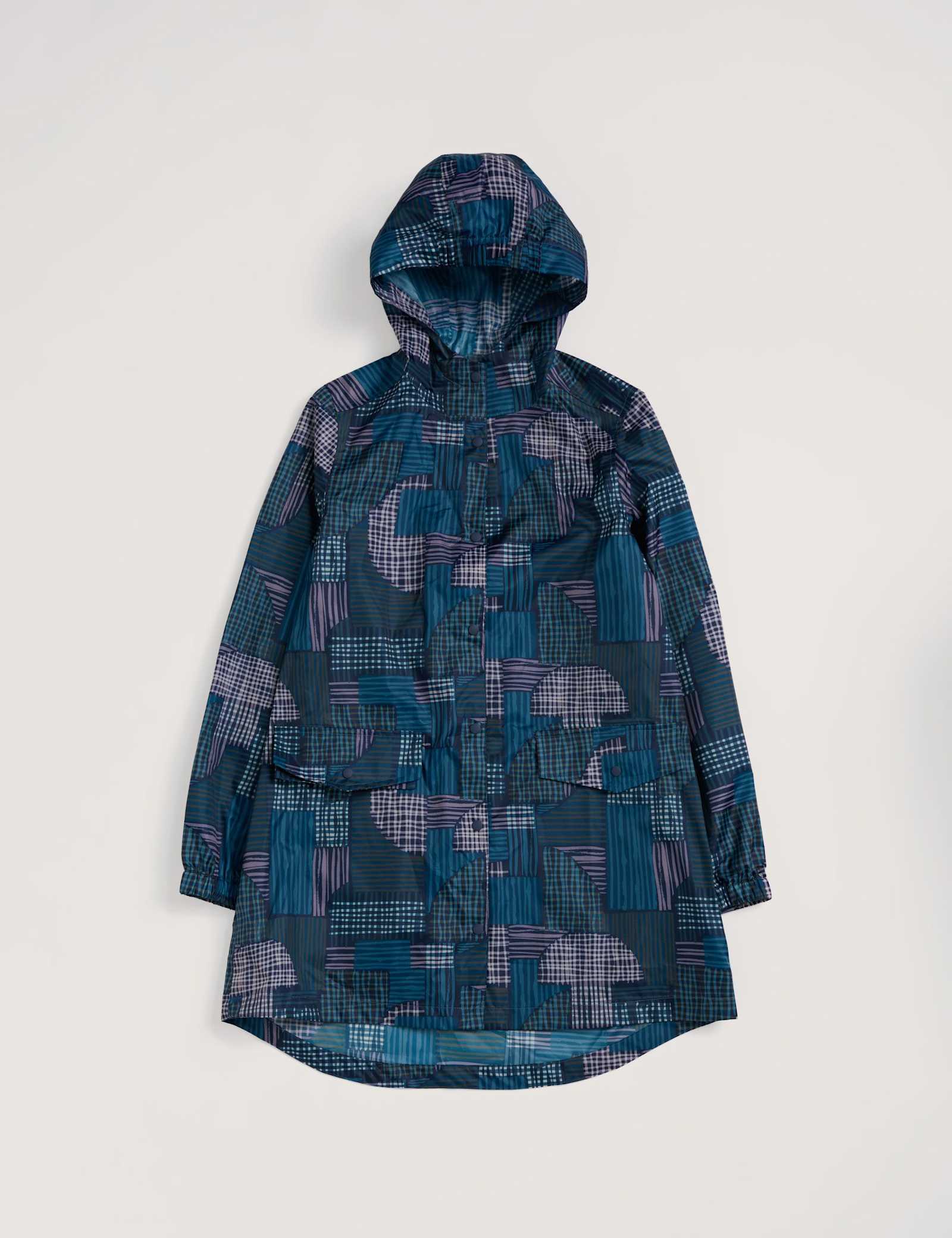 Geometric Waterproof Hooded Packaway Raincoat - image 2