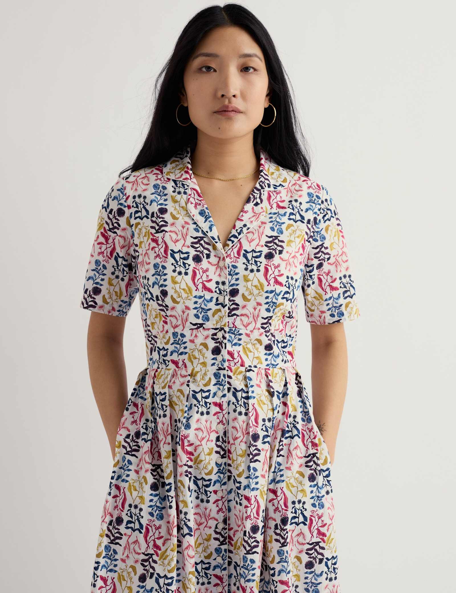 Pure Cotton Floral Midi Shirt Dress - image 4