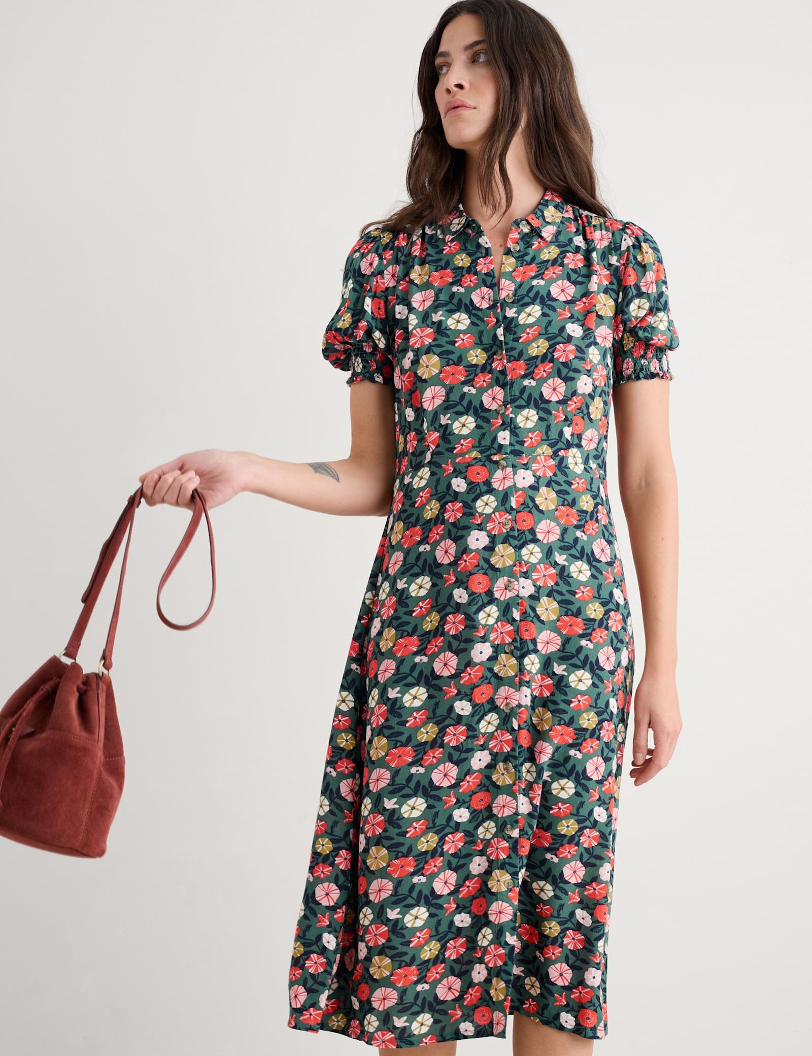 Floral Midi Shirt Dress - image 2