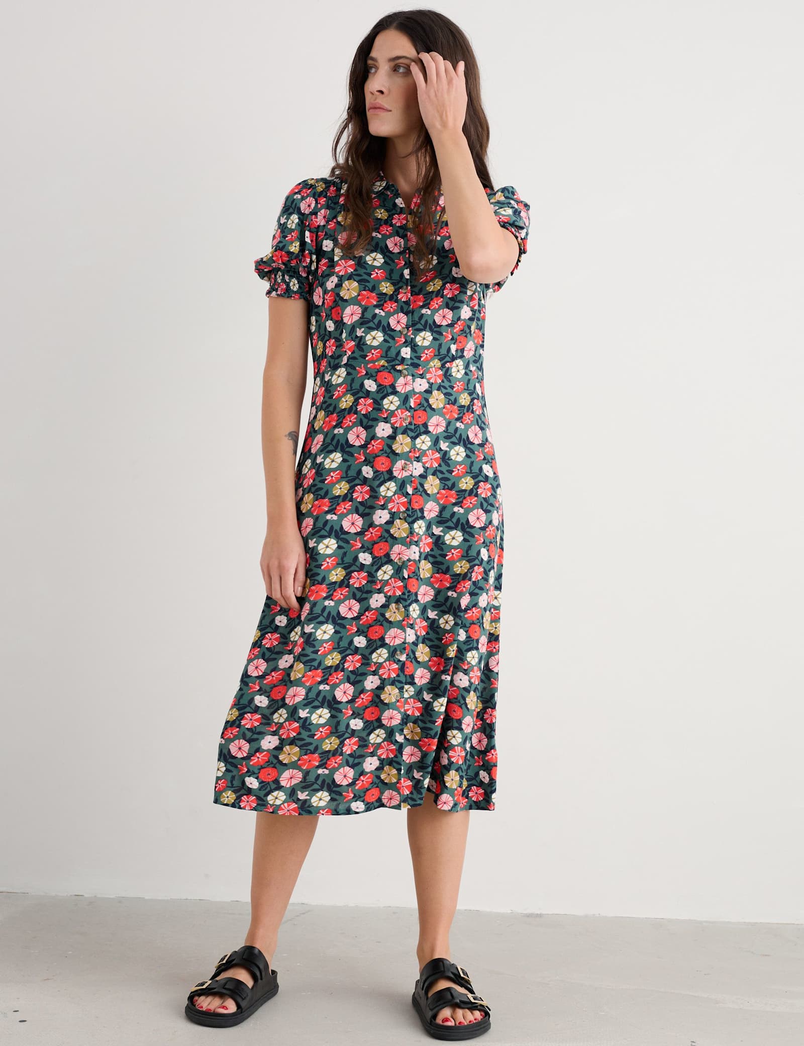 Floral Midi Shirt Dress - image 5