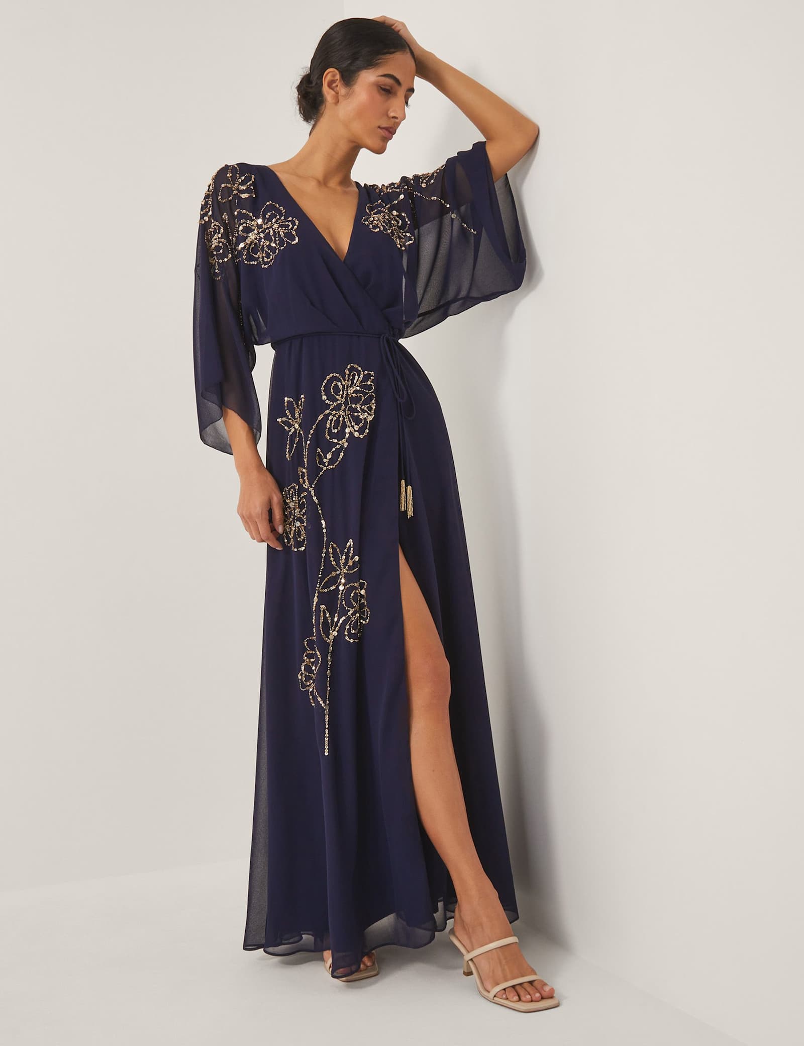 Floral Embellished Maxi Wrap Dress - image 2